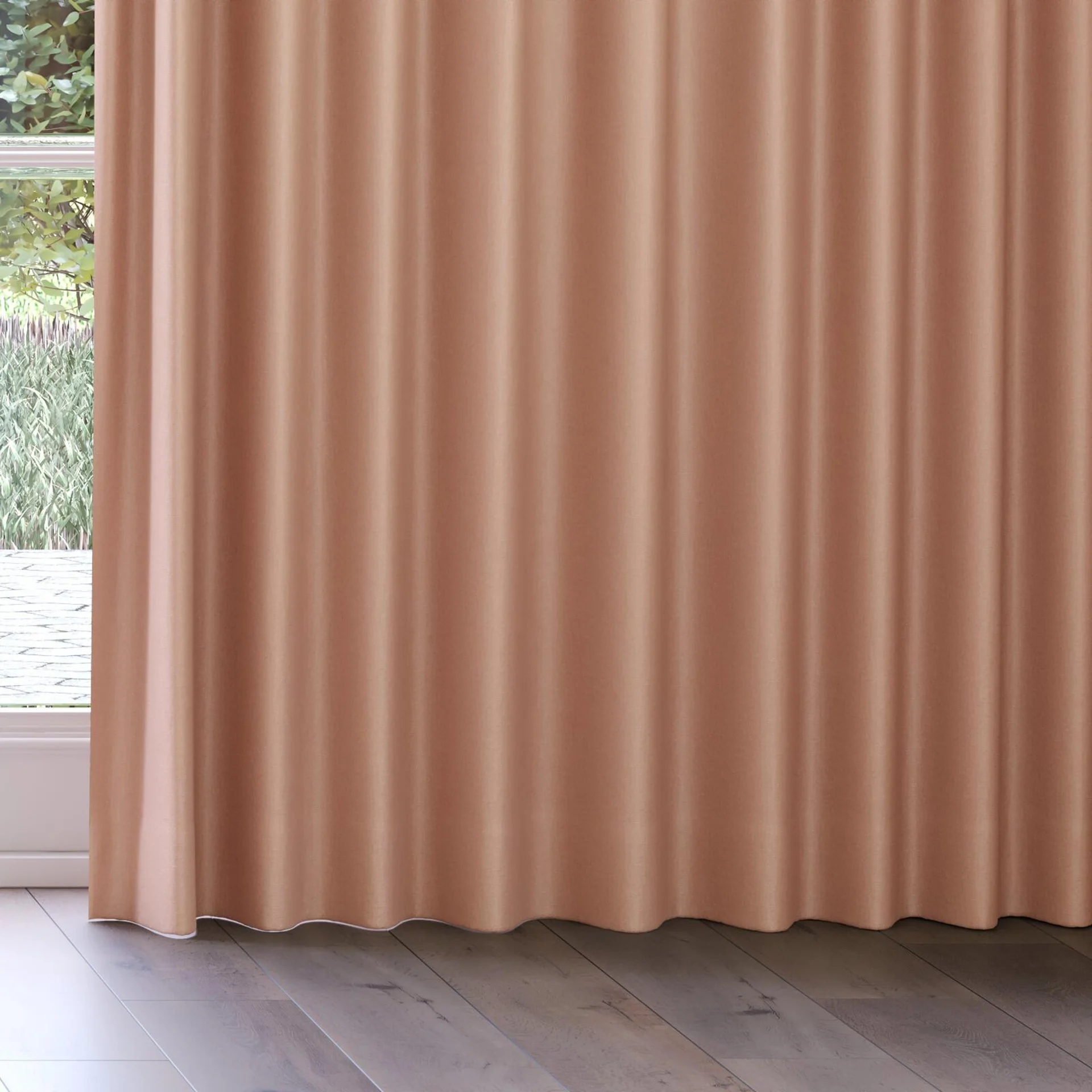 Bottom view of Eternal Blush, on curtain rail