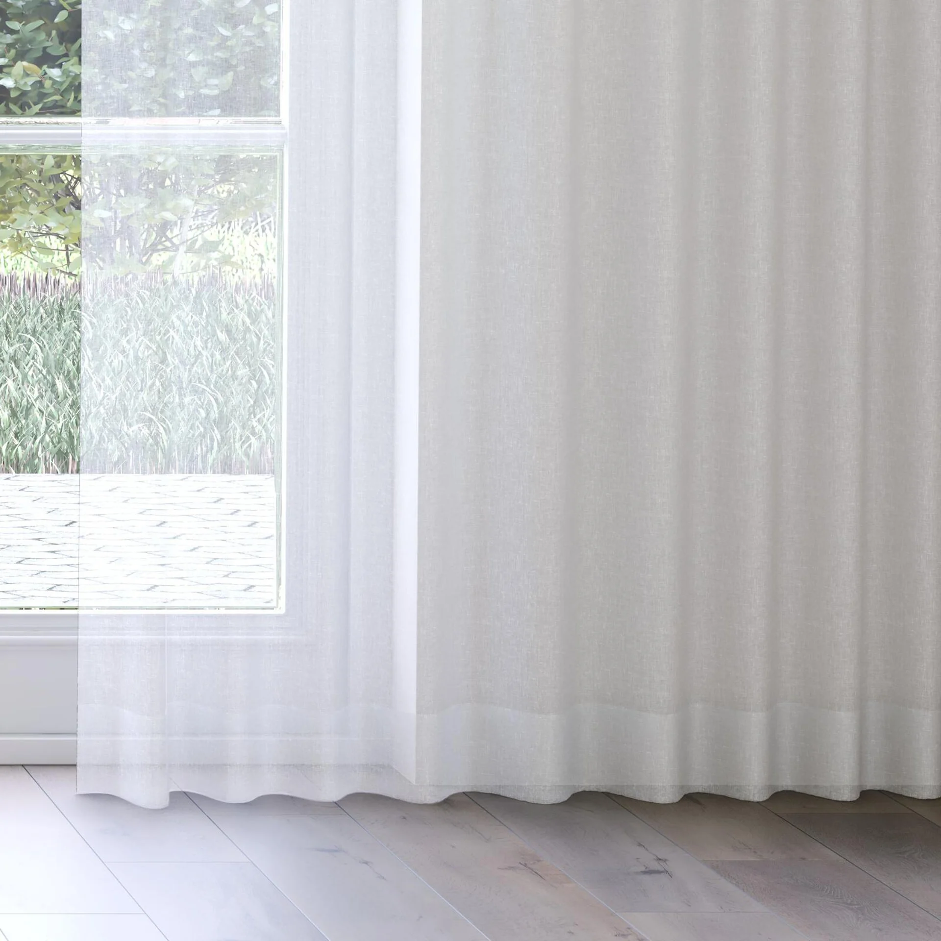 Bottom view of Tempest Seafoam, on curtain rail