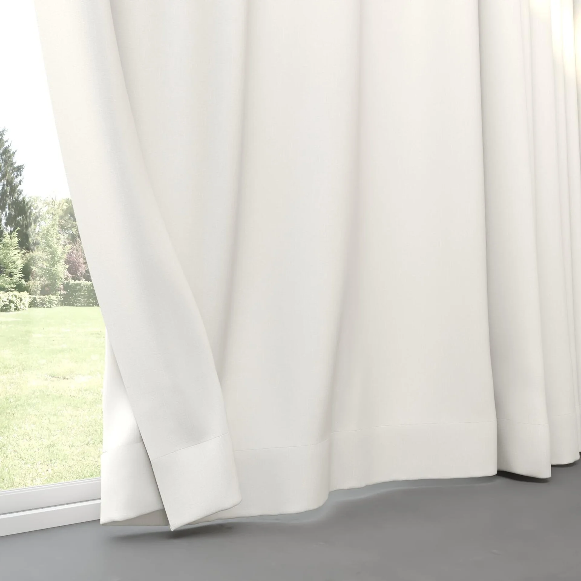 Bottom view of Coverlet Snow, pinch pleat
