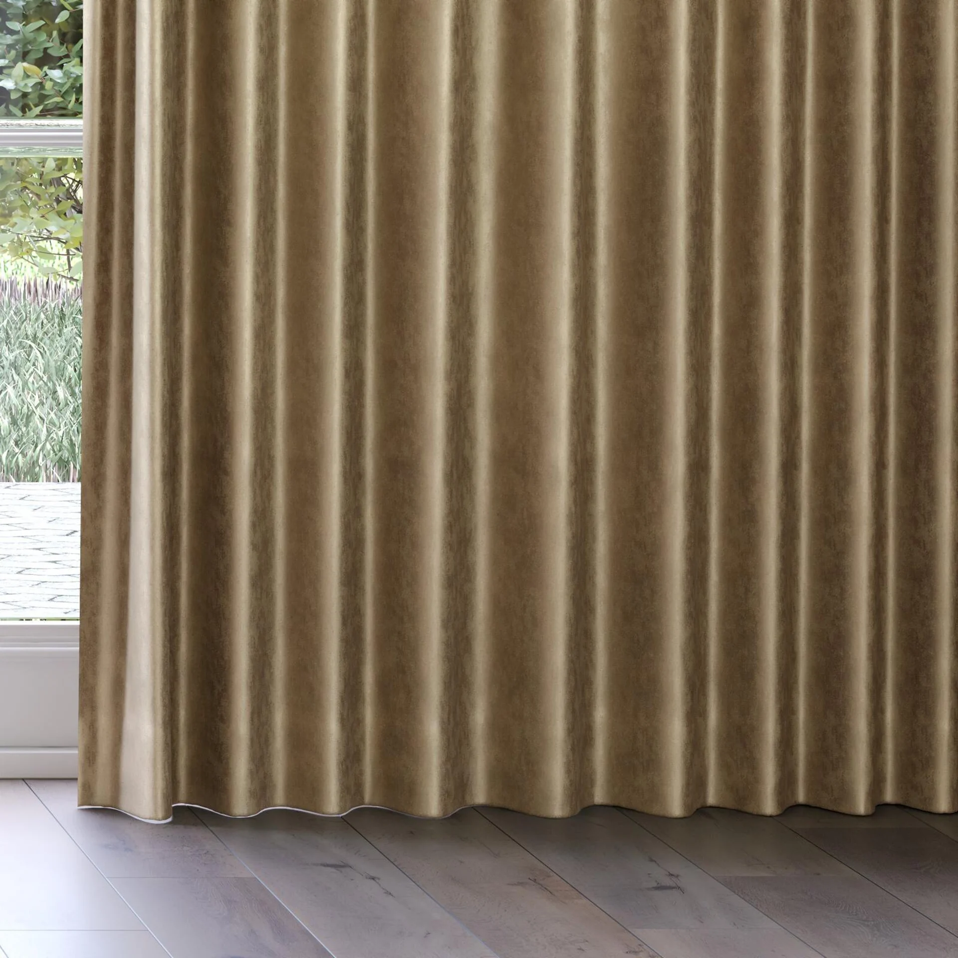 Bottom view of Fizz Earth, on curtain rail