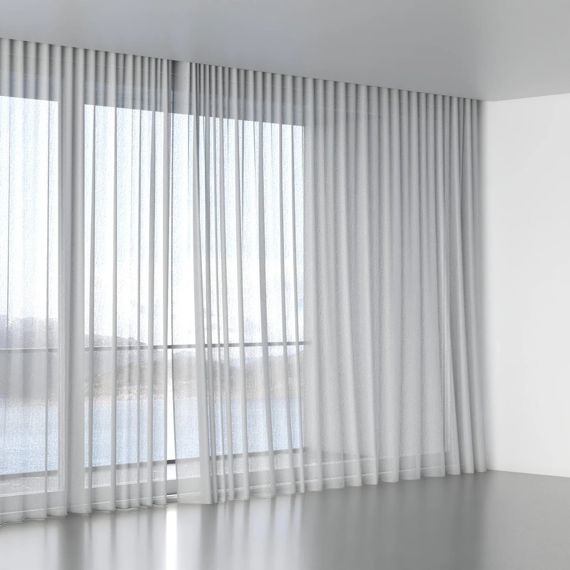 Full view of Kanso Stonewash Dove Grey, wave pleat