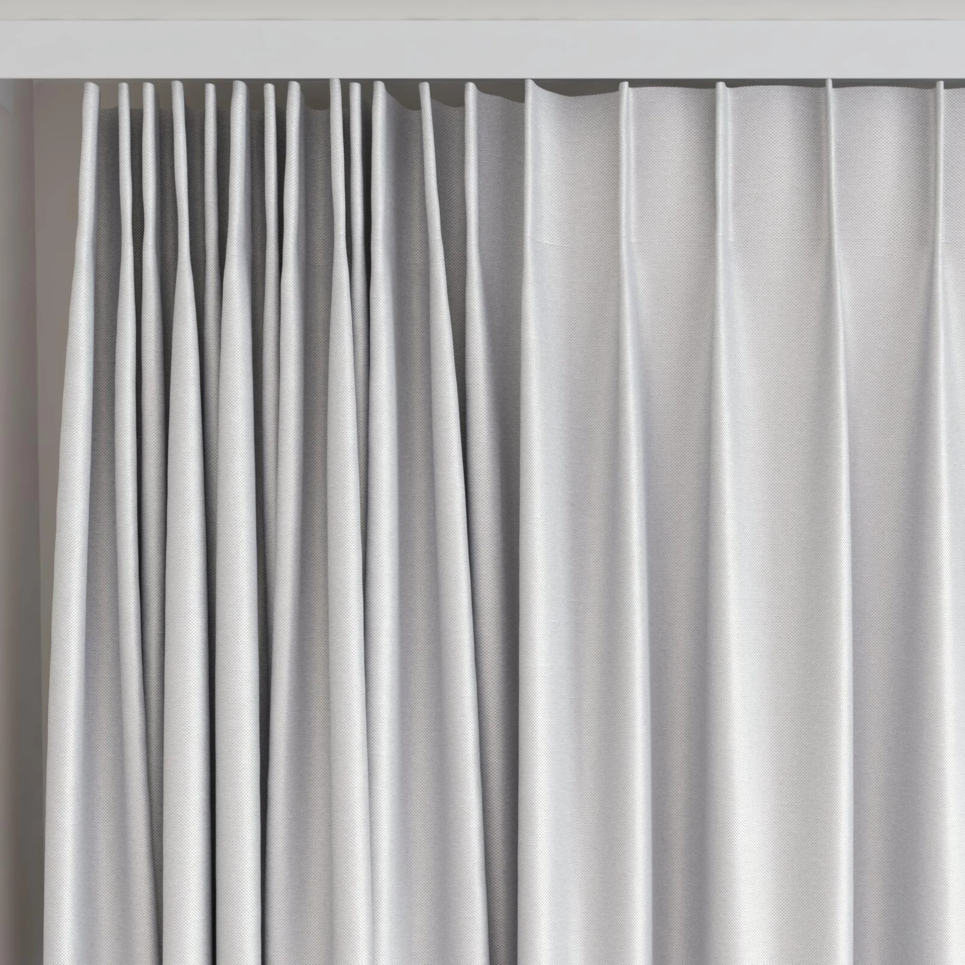 Top view of Preston FR Blackout Sand, on curtain rail