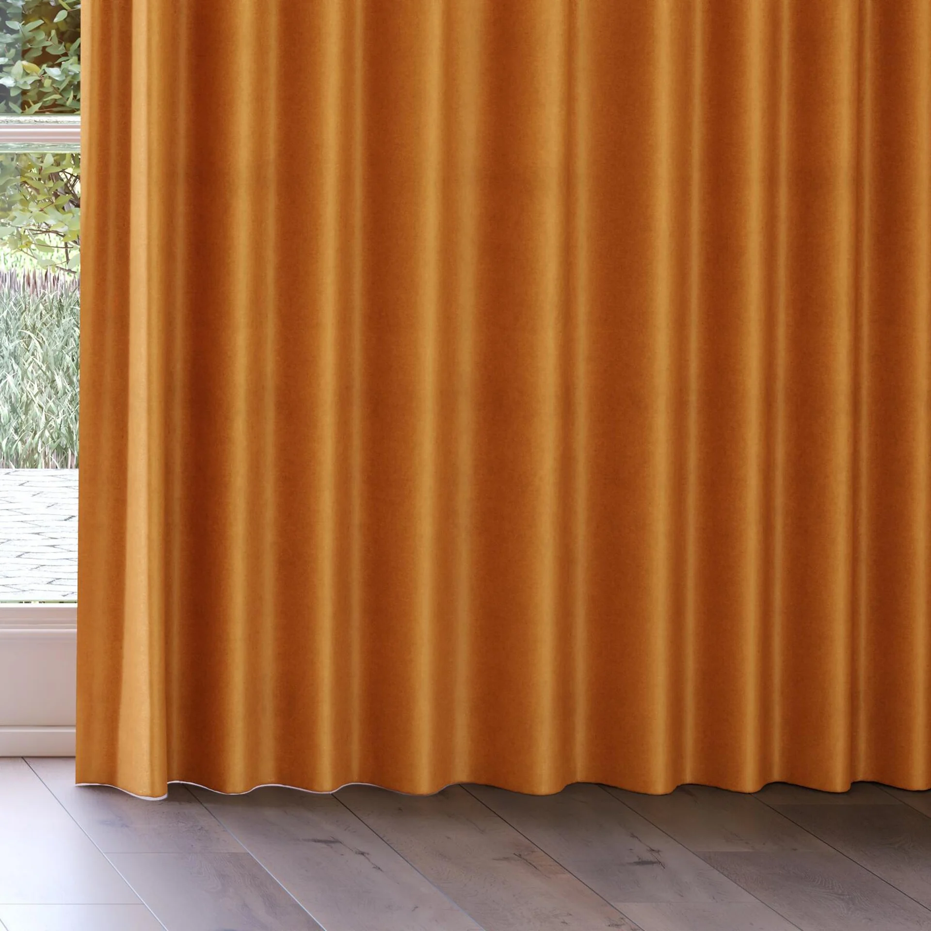 Bottom view of Baron Pumpkin, on curtain rail