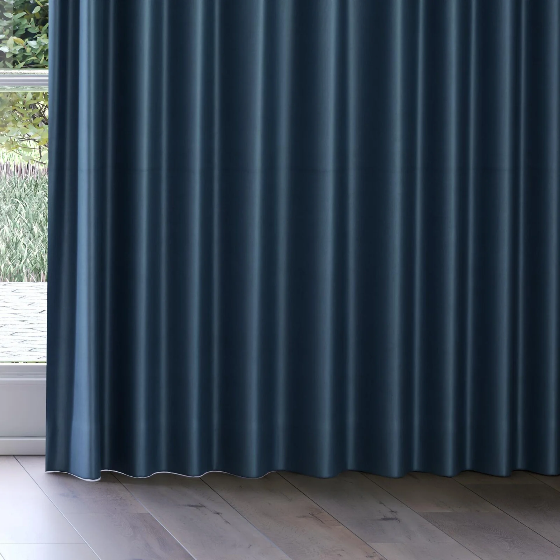Bottom view of Warlock Azure, on curtain rail