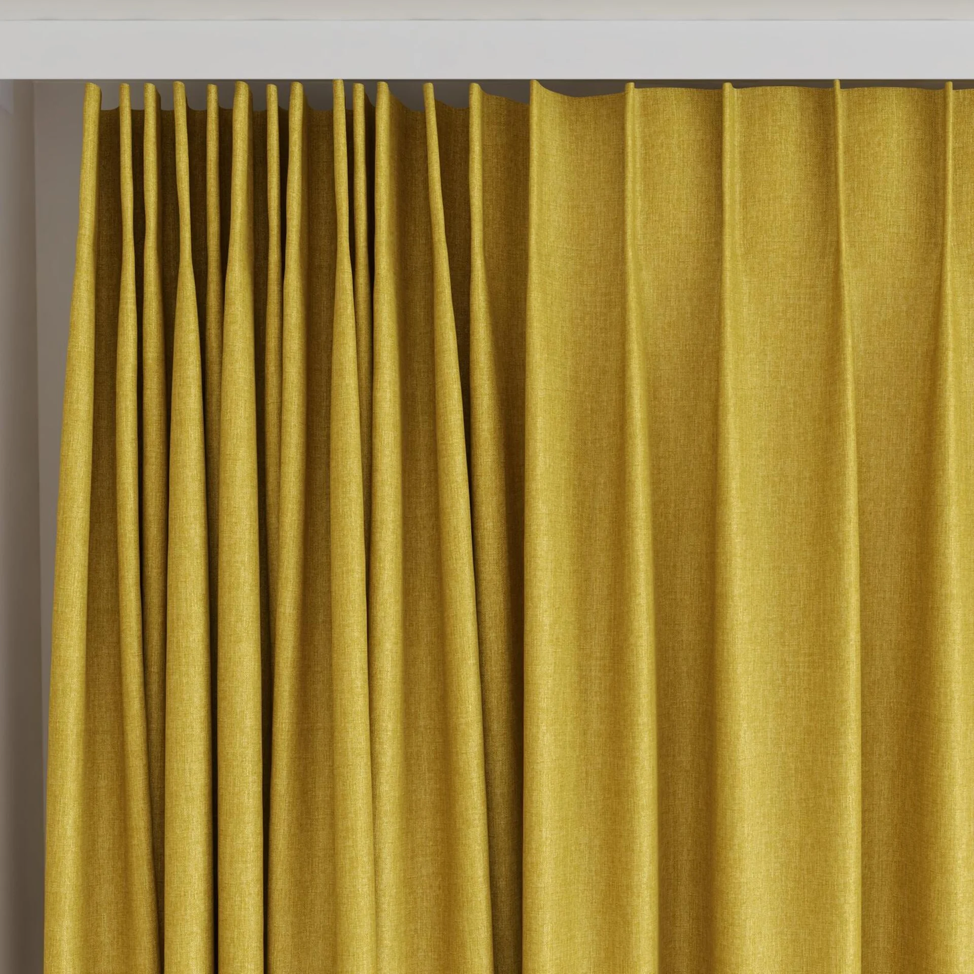 Top view of Kidglove Gold, on curtain rail