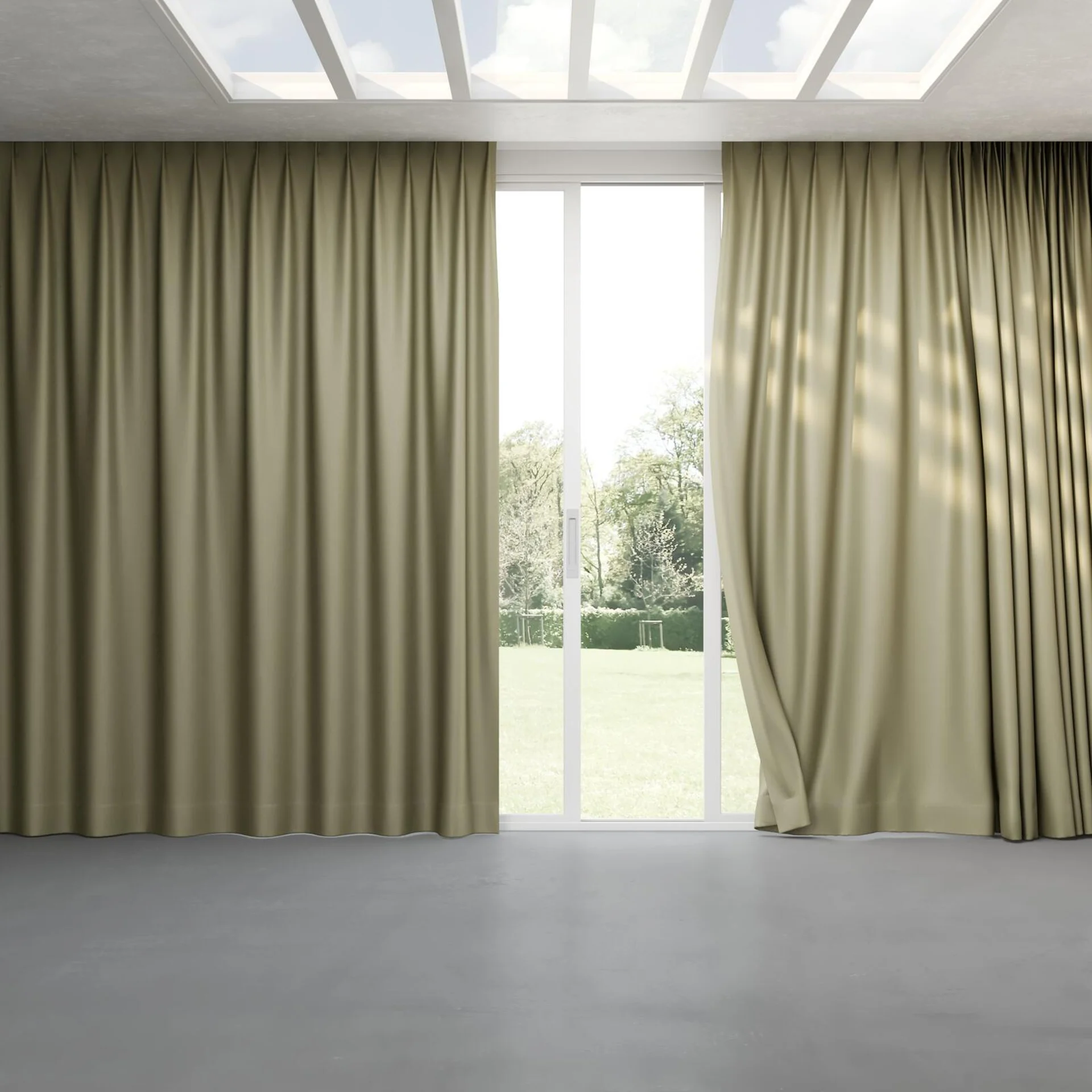 Full view of Soho Tundra, pinch pleat