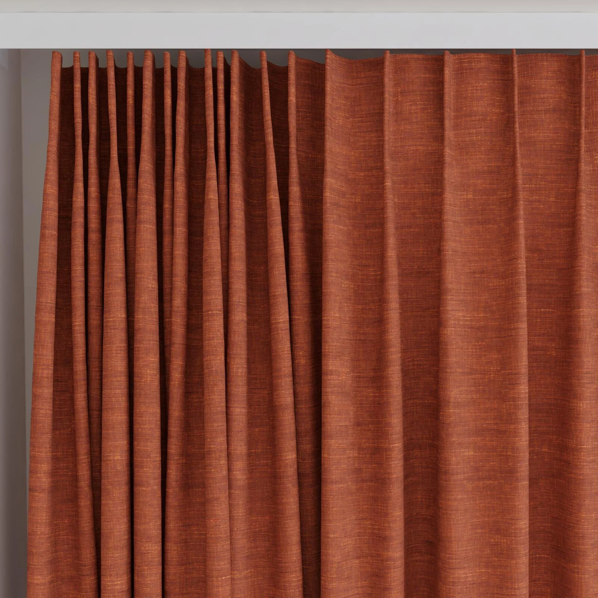 Top view of Venus Paprika, on curtain rail