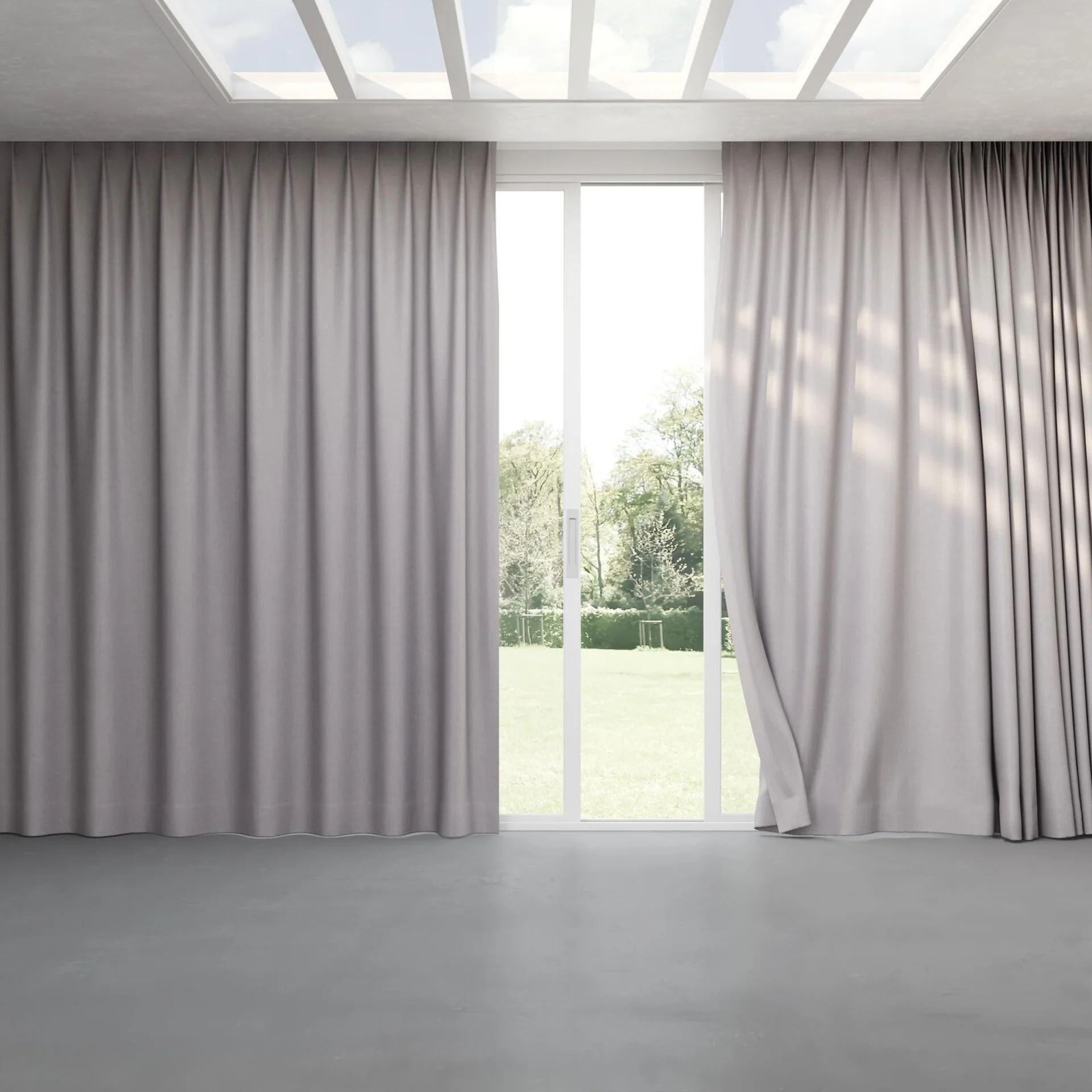 Full view of Cushy Feather, pinch pleat