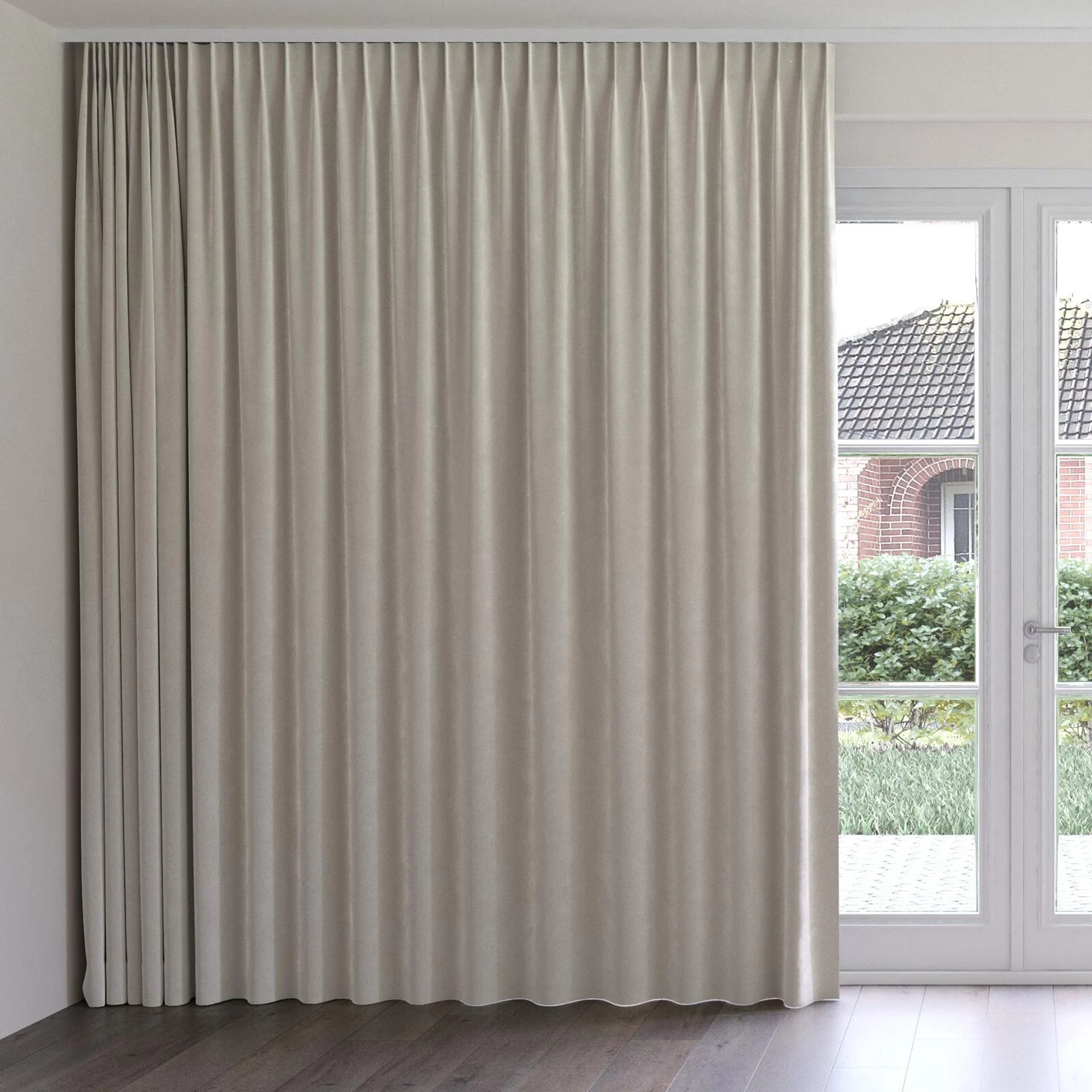 Front view of Verbier Marble, on curtain rail