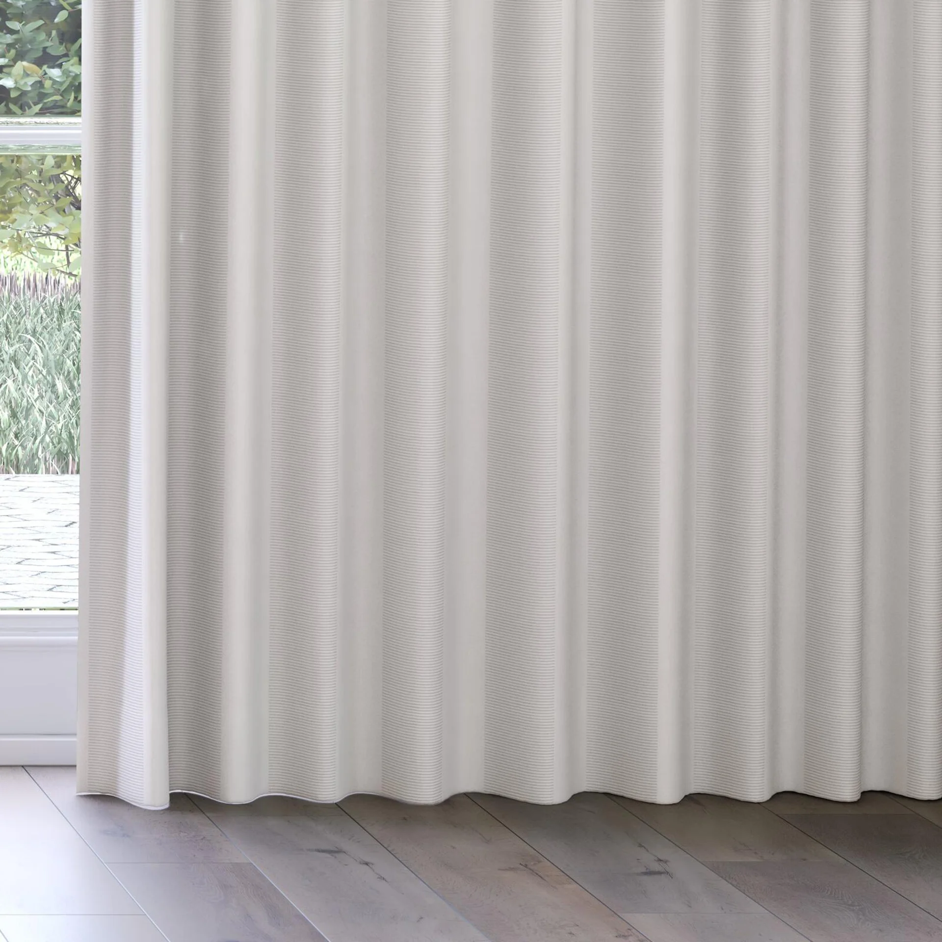 Bottom view of Borneo Uncoated Silver Birch, on curtain rail
