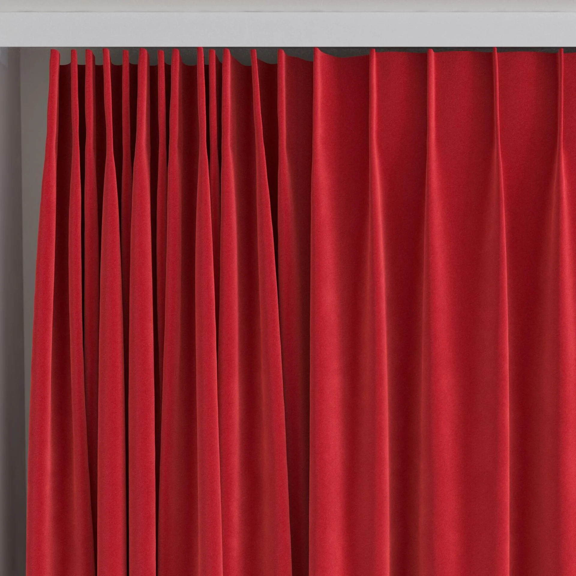 Top view of Verbier Scarlet, on curtain rail