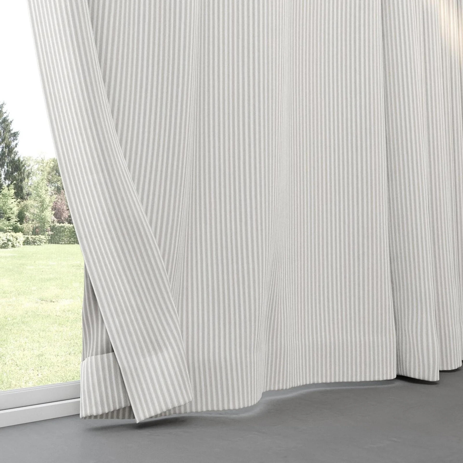 Bottom view of Embrace Silver, pinch pleat