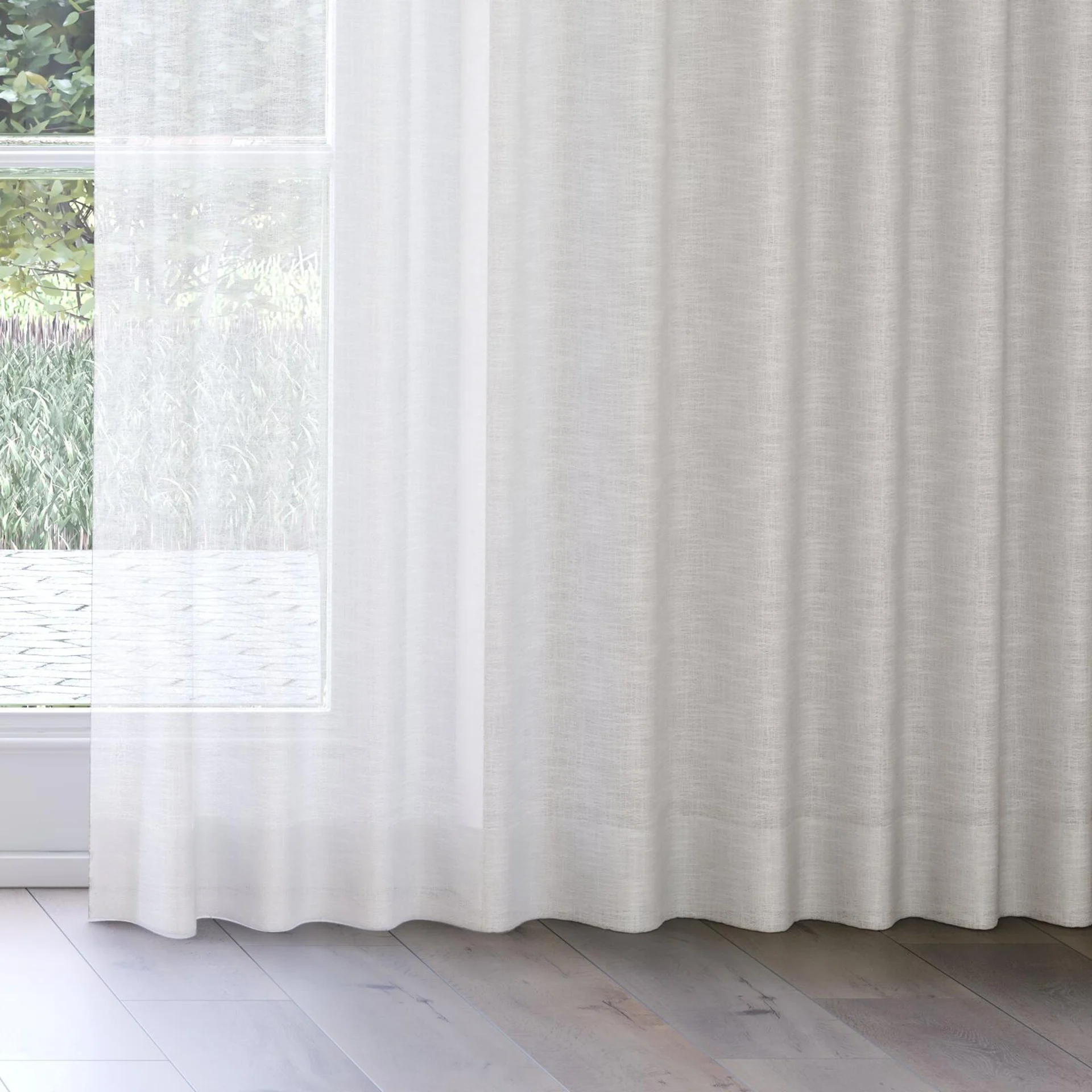 Bottom view of Verdant Limestone, on curtain rail