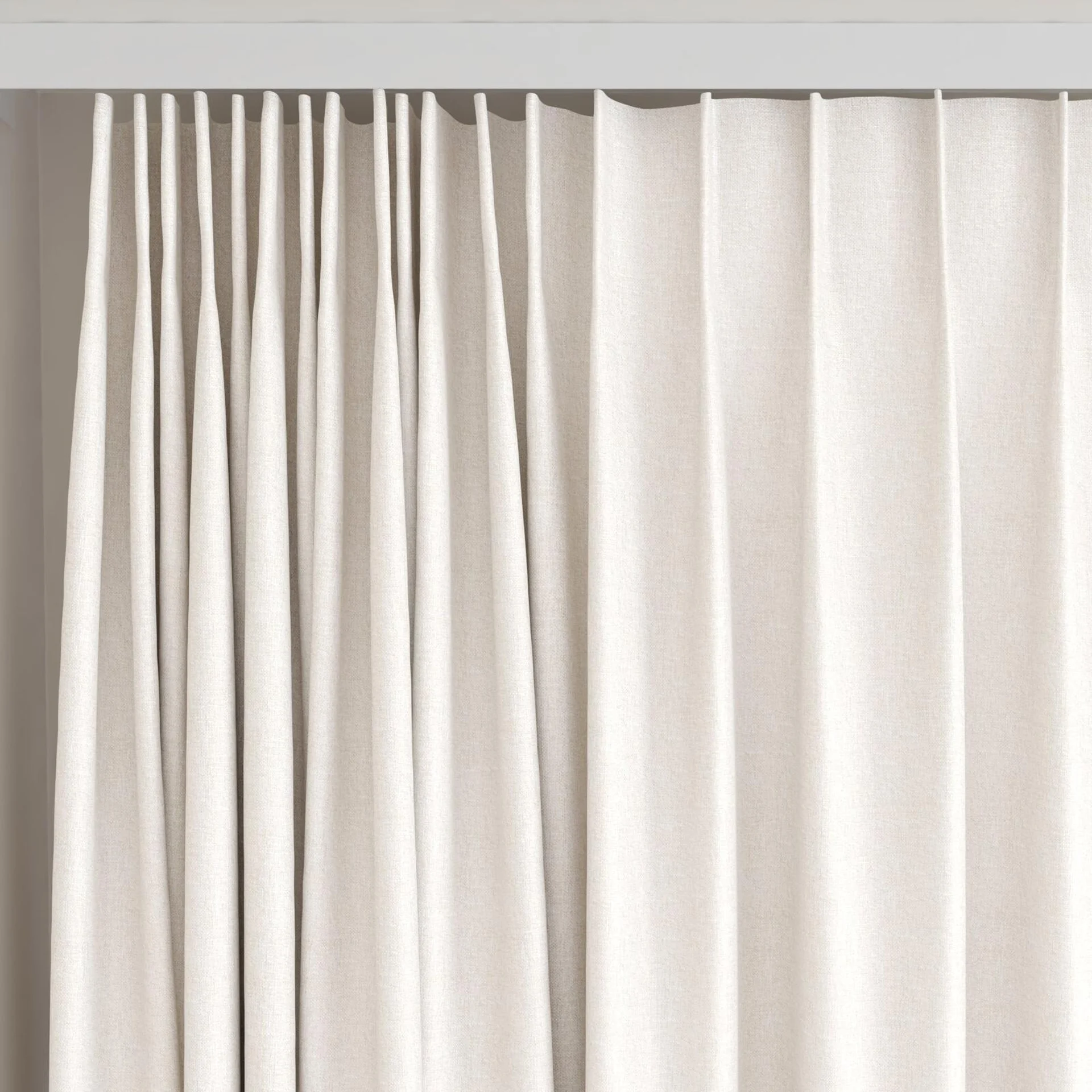 Top view of Retreat Blackout Husk, on curtain rail