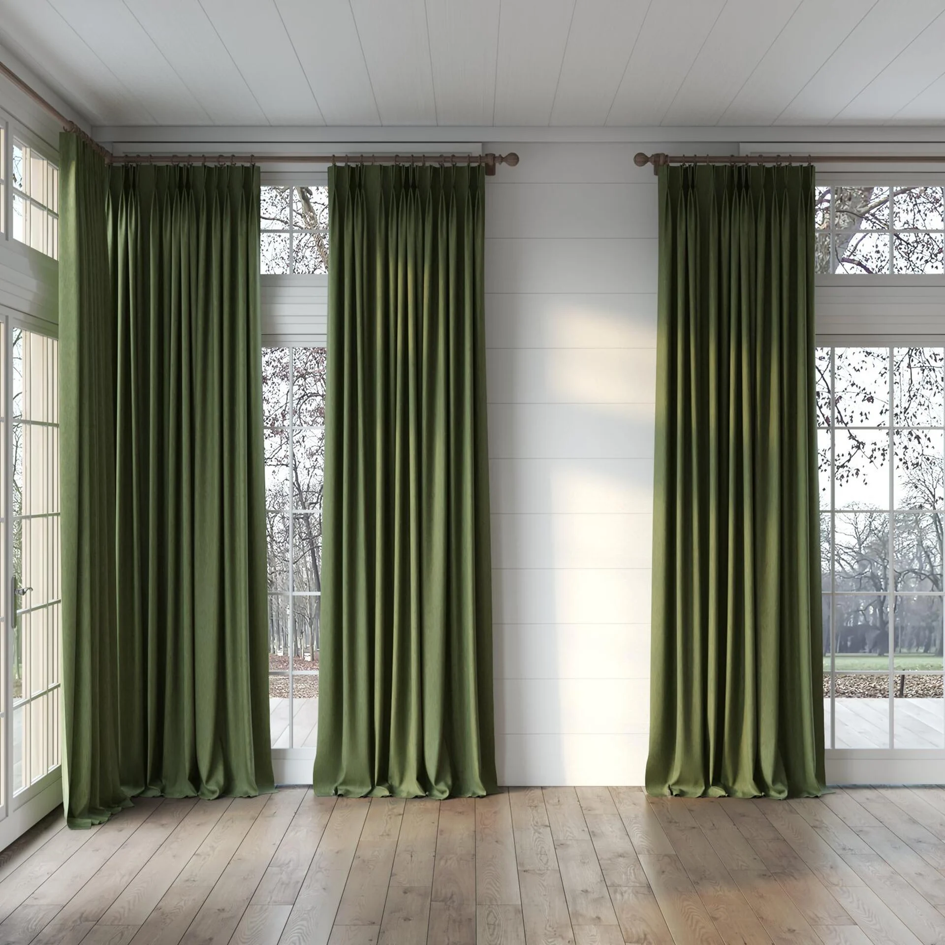Full view of Tuxedo Cactus, puddled, on curtain rod