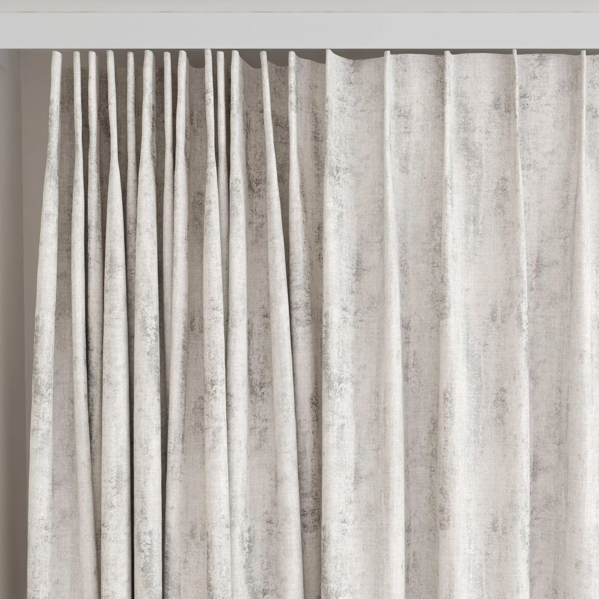 Top view of Distinguished Mist, on curtain rail