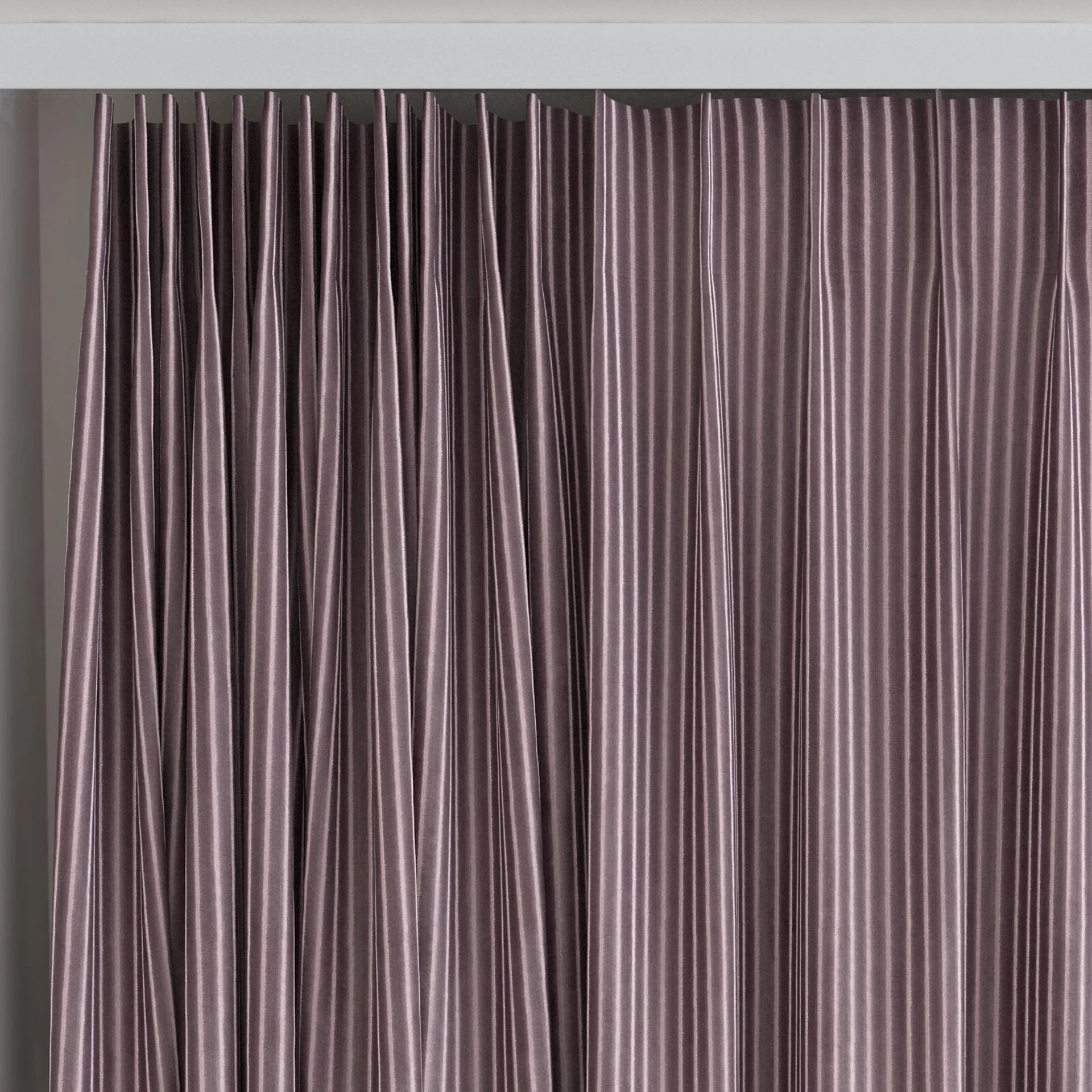 Top view of Embrace Plum, on curtain rail