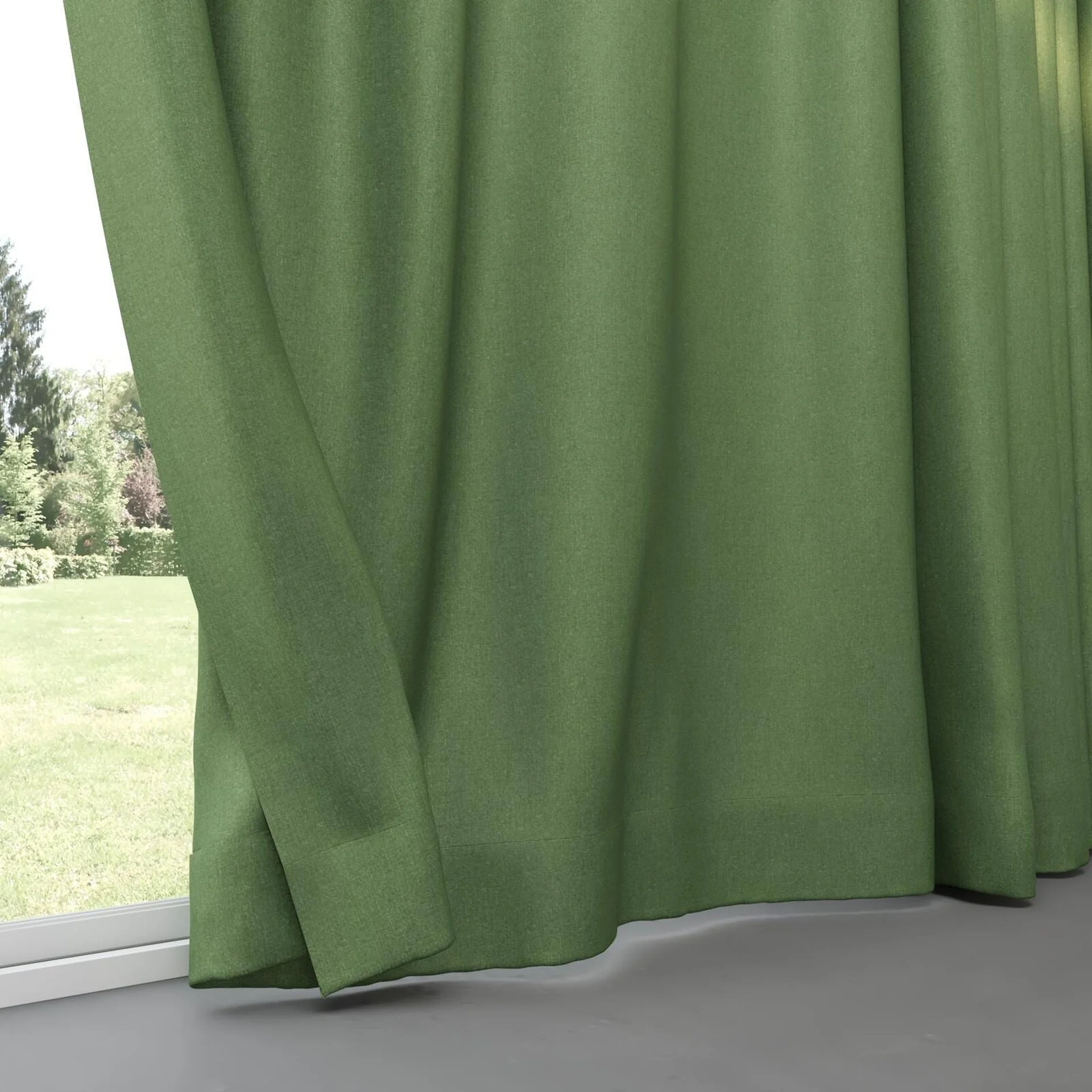 Bottom view of Kidglove Moss, pinch pleat