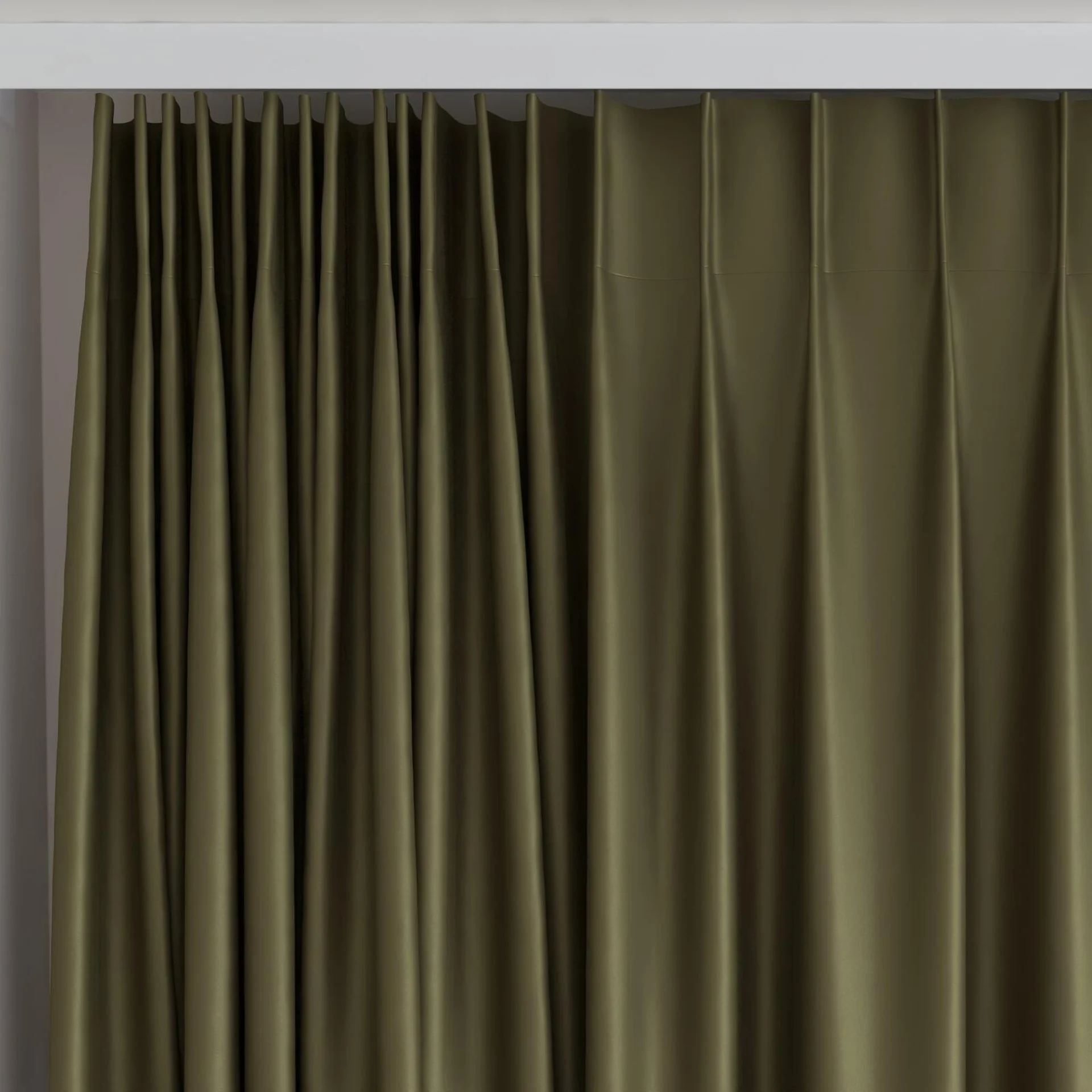 Top view of Sleek Camouflage, on curtain rail