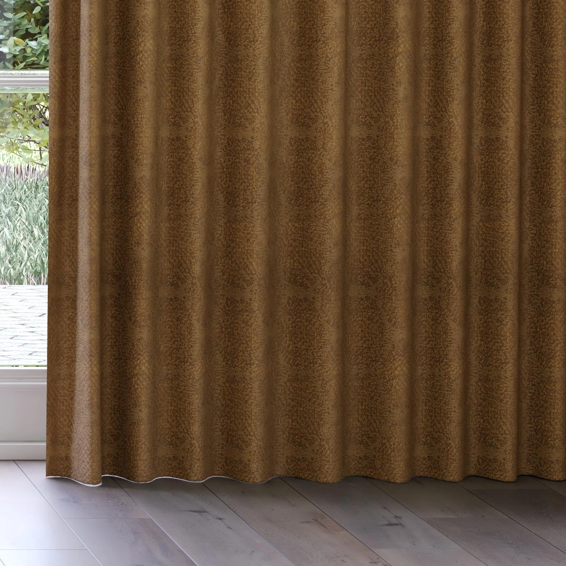 Bottom view of Gilda Gold, on curtain rail