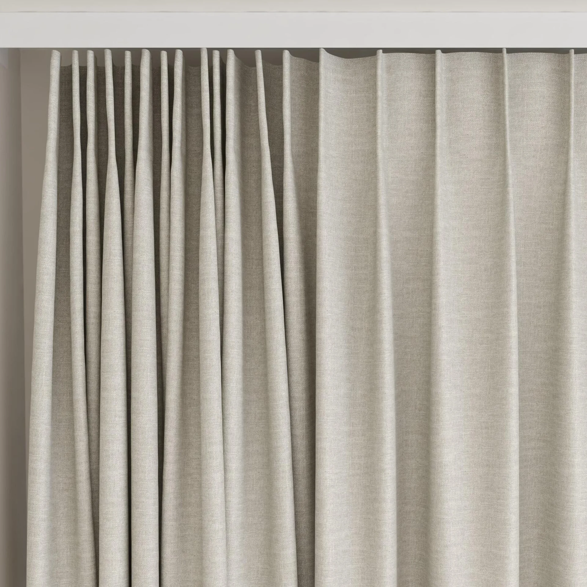 Top view of Casual Flint, on curtain rail