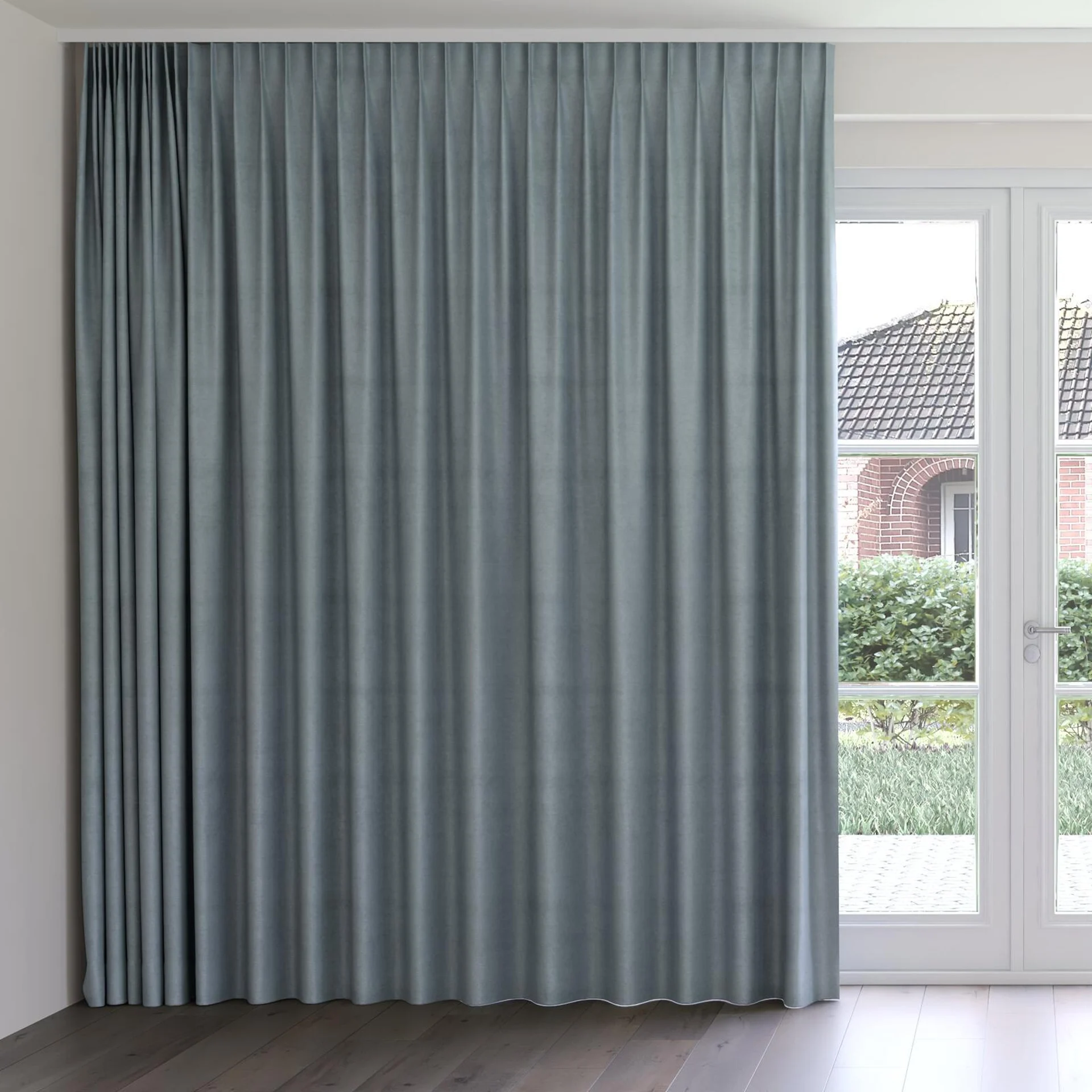 Front view of Baron Duckegg, on curtain rail