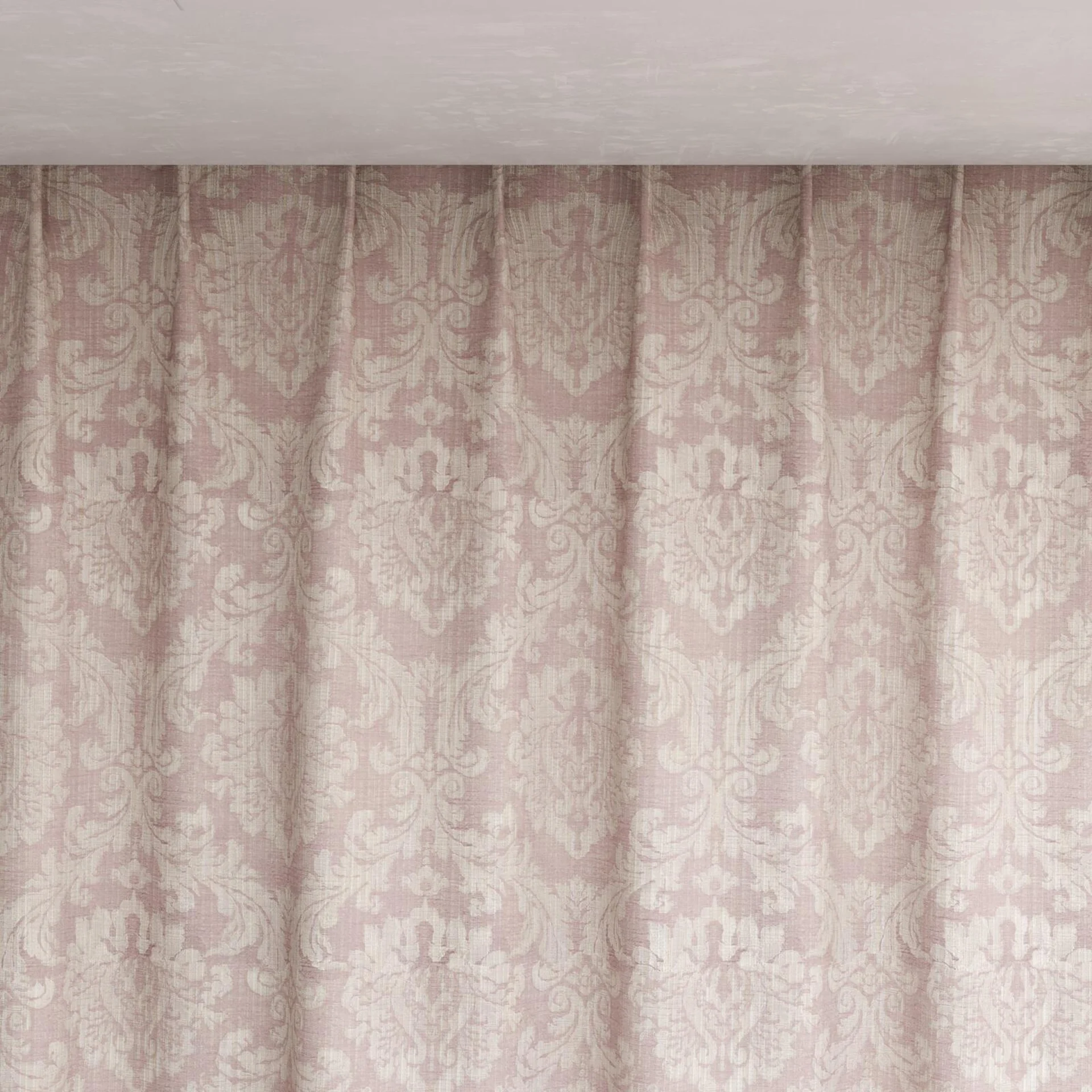 Top view of Damian Blossom, pinch pleat