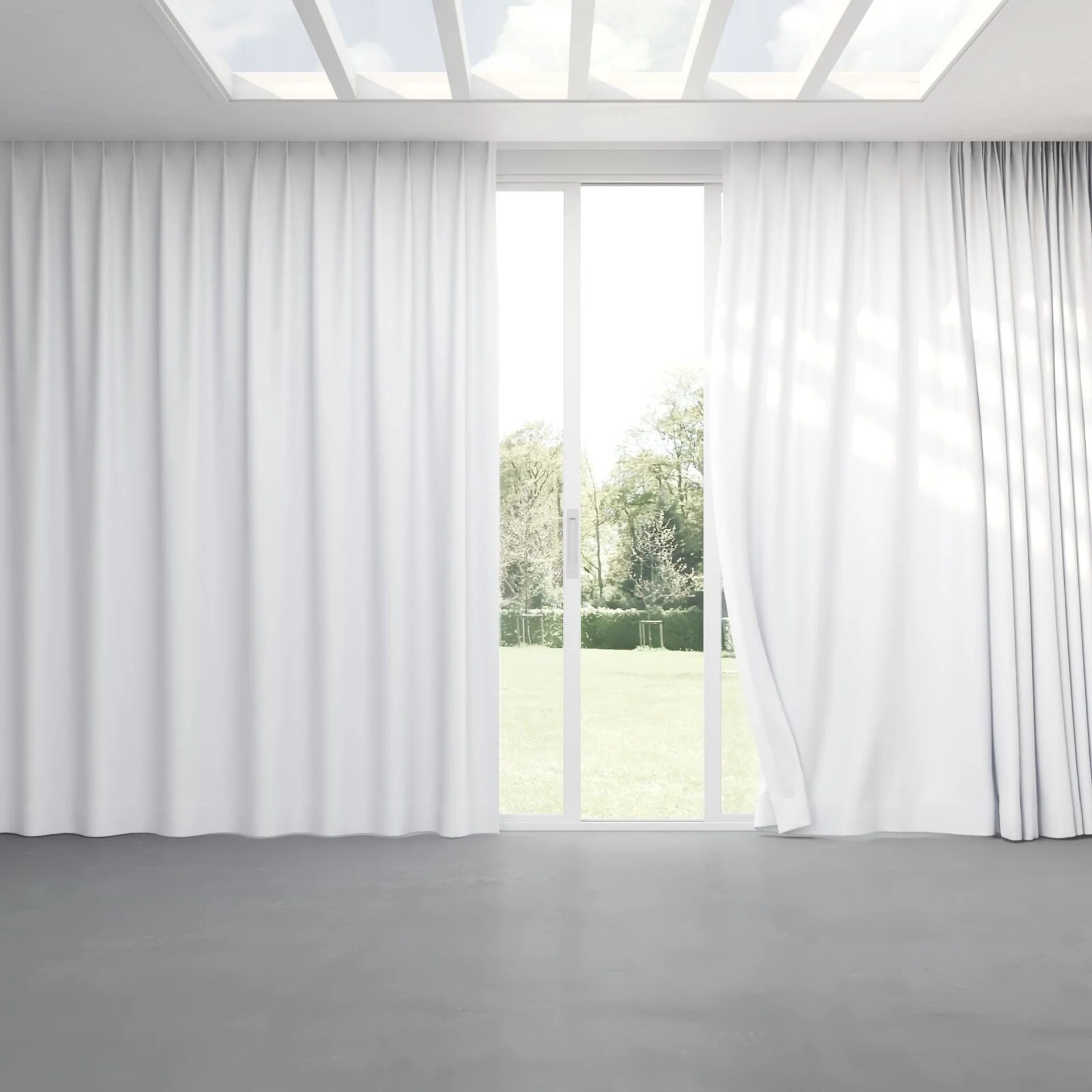 Full view of Retreat Blackout Cotton, pinch pleat