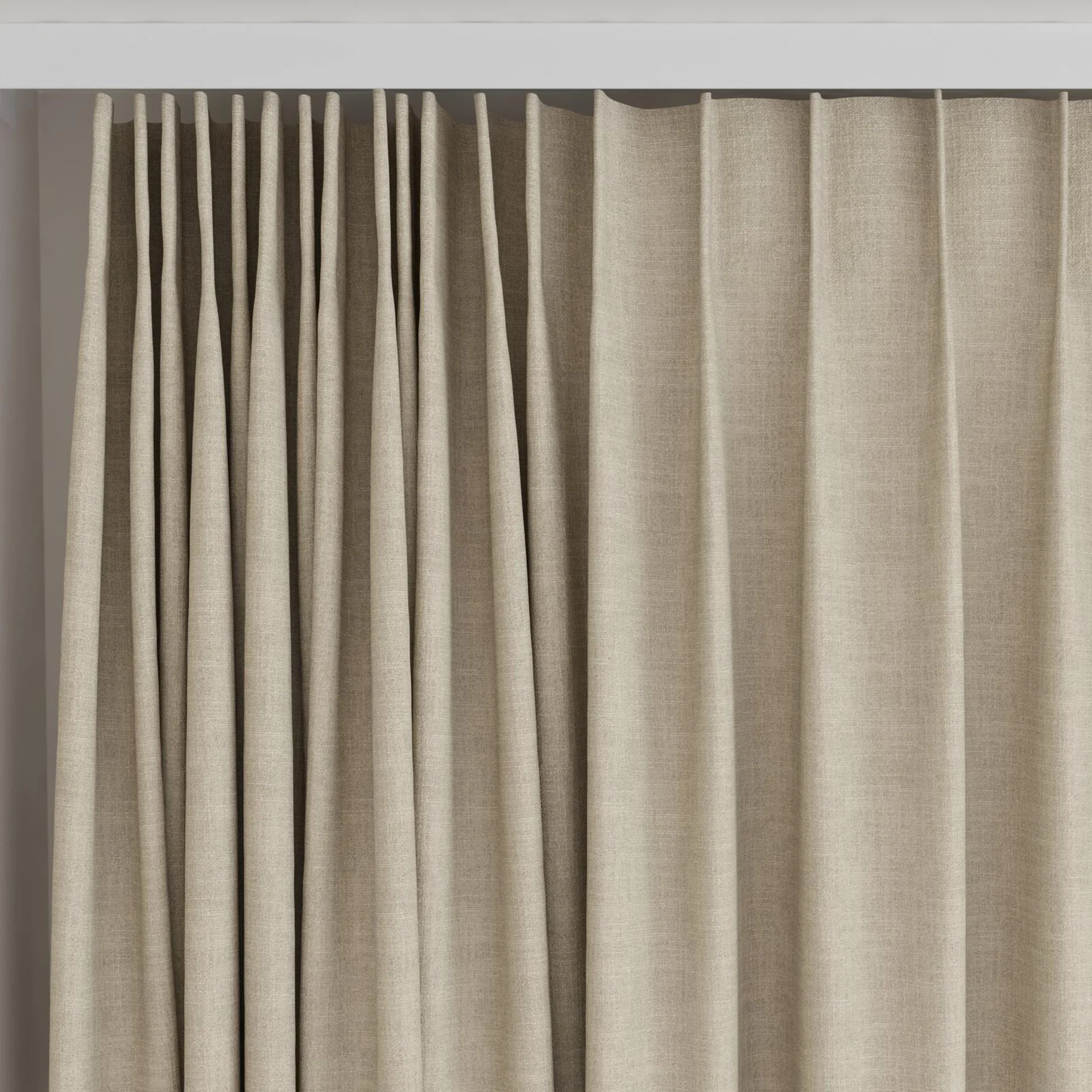 Top view of Mauritius Putty, on curtain rail