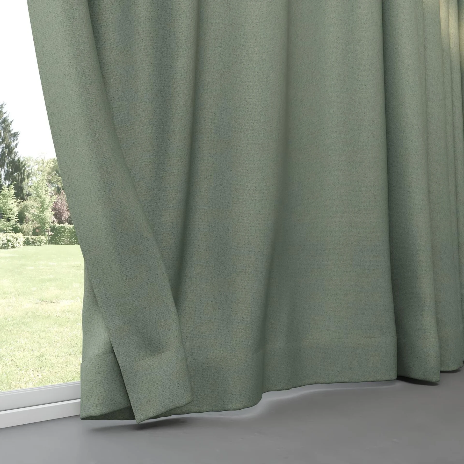 Bottom view of Liberate Sage, pinch pleat