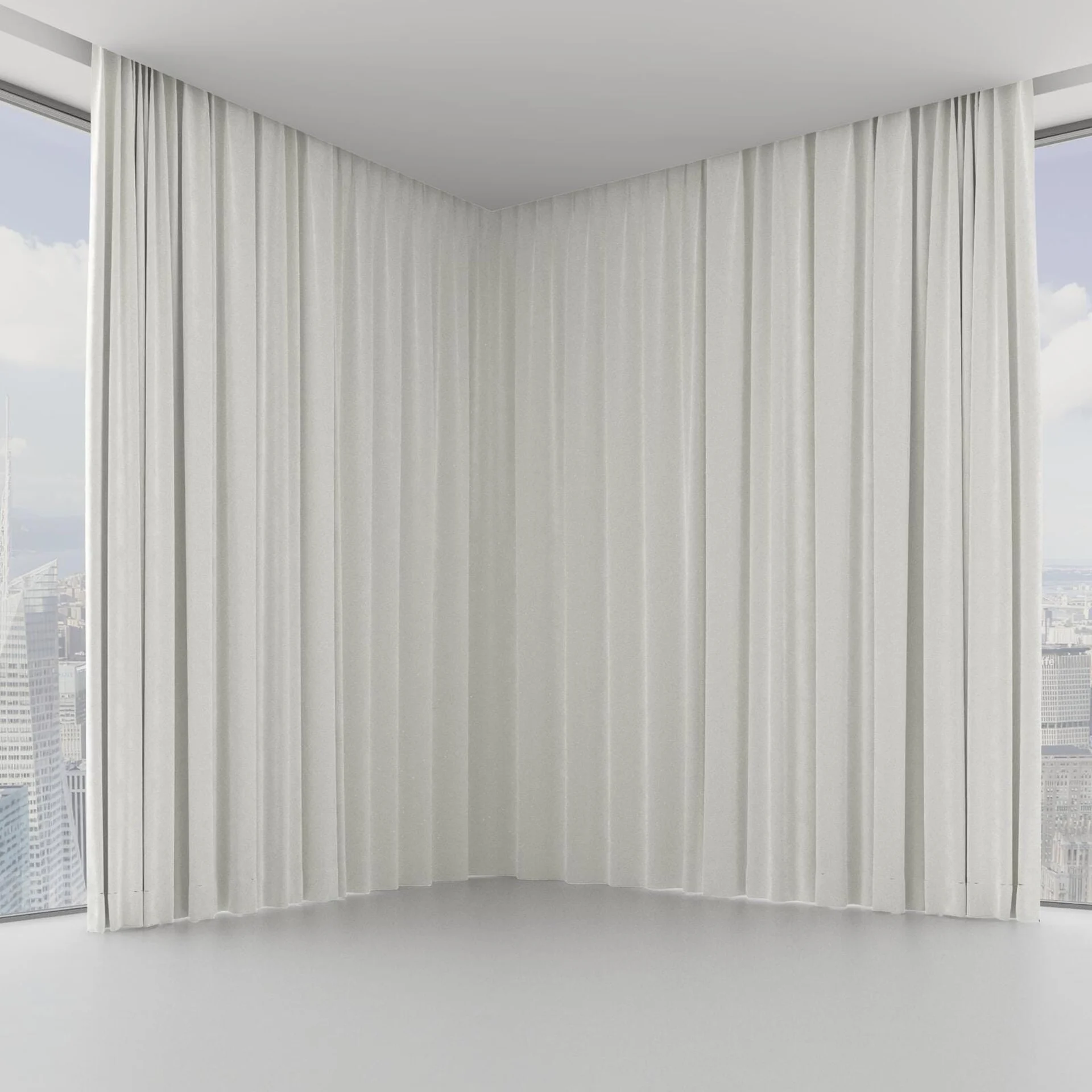 Front view of Lux Velvet White 8308, on hidden rail