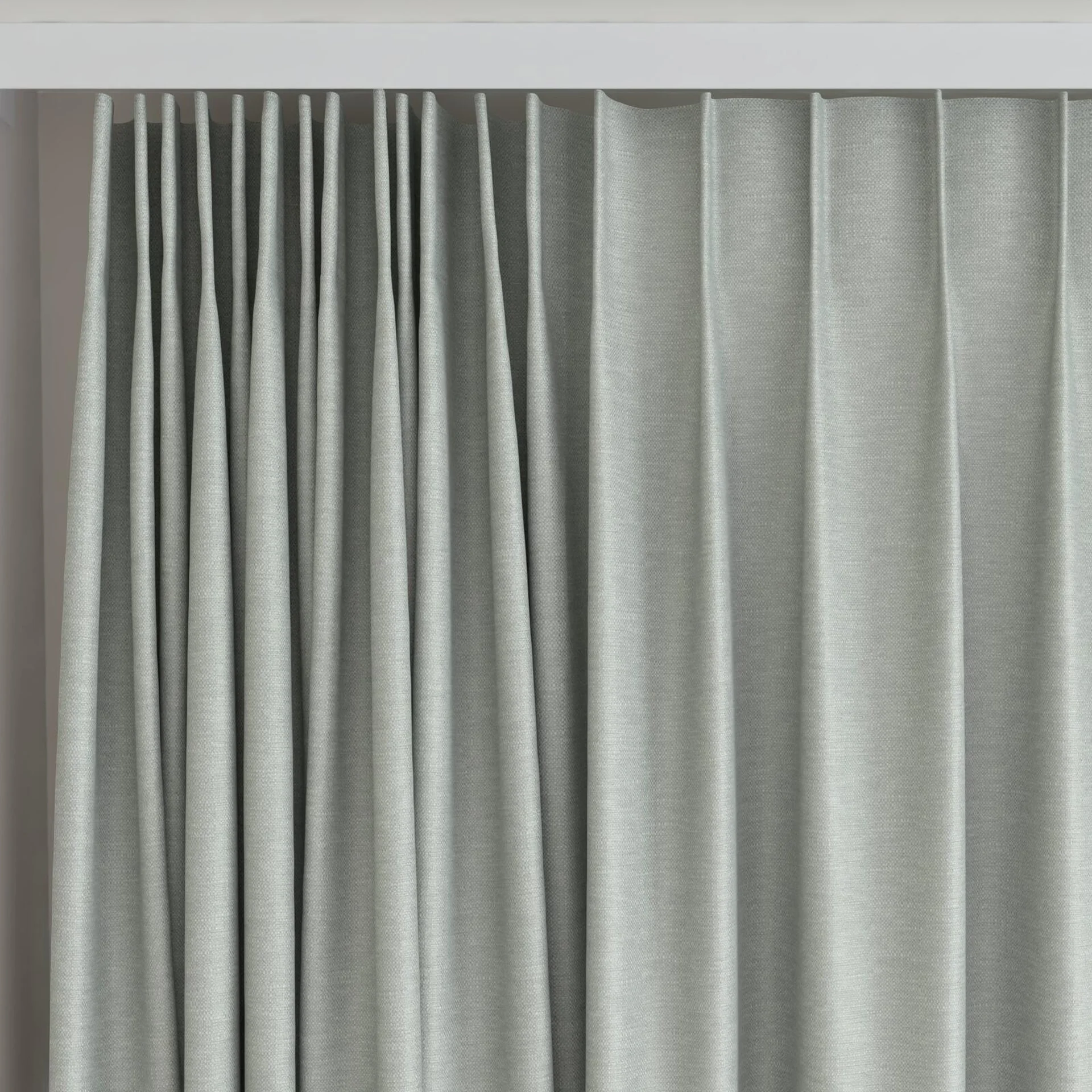 Top view of Colourwash Eco Duckegg, on curtain rail
