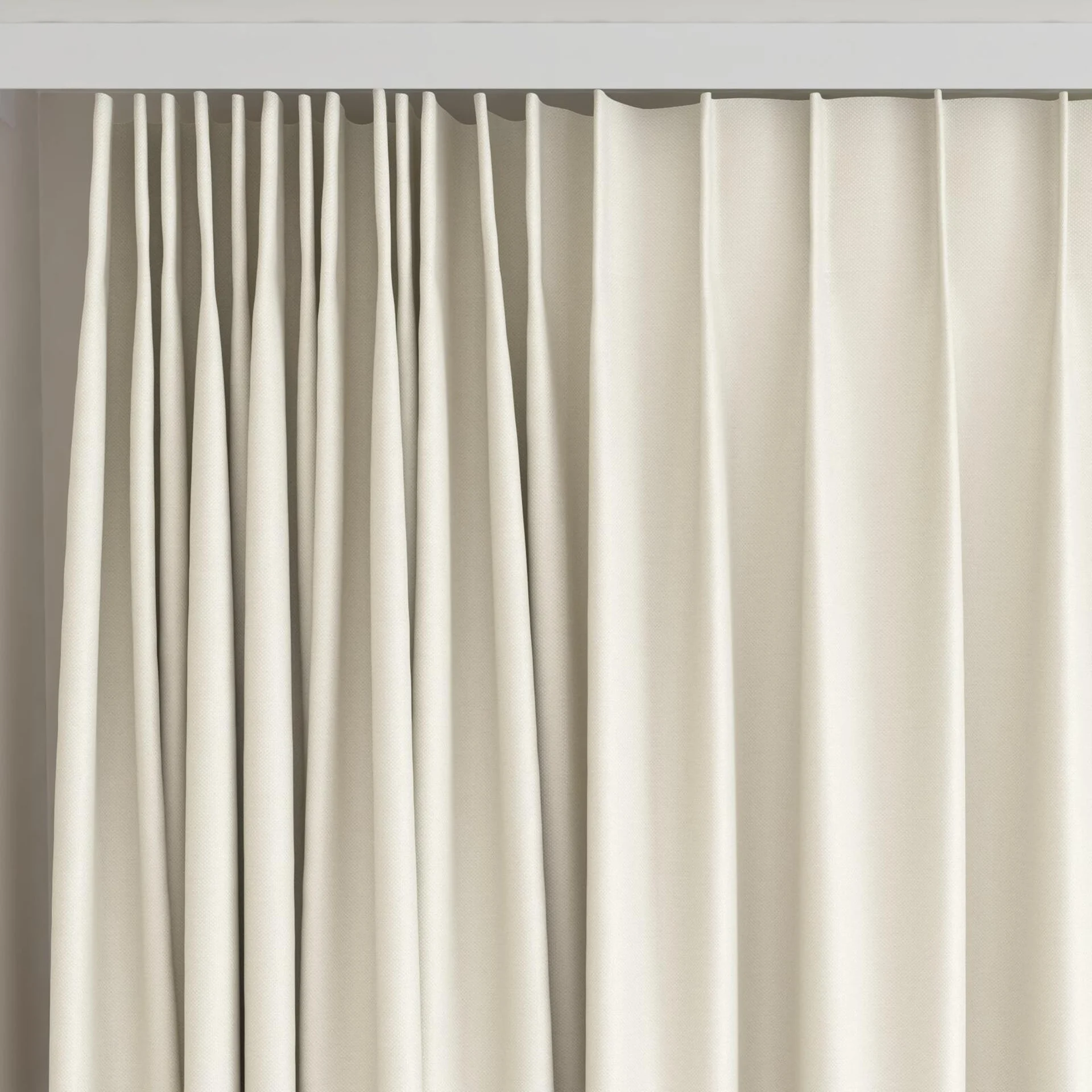 Top view of Duede Cream, on curtain rail