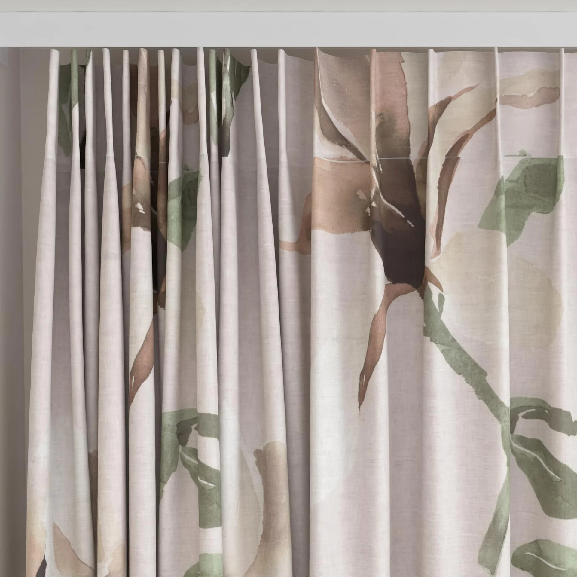 Top view of Magnolia Grandiflora Musk, on curtain rail