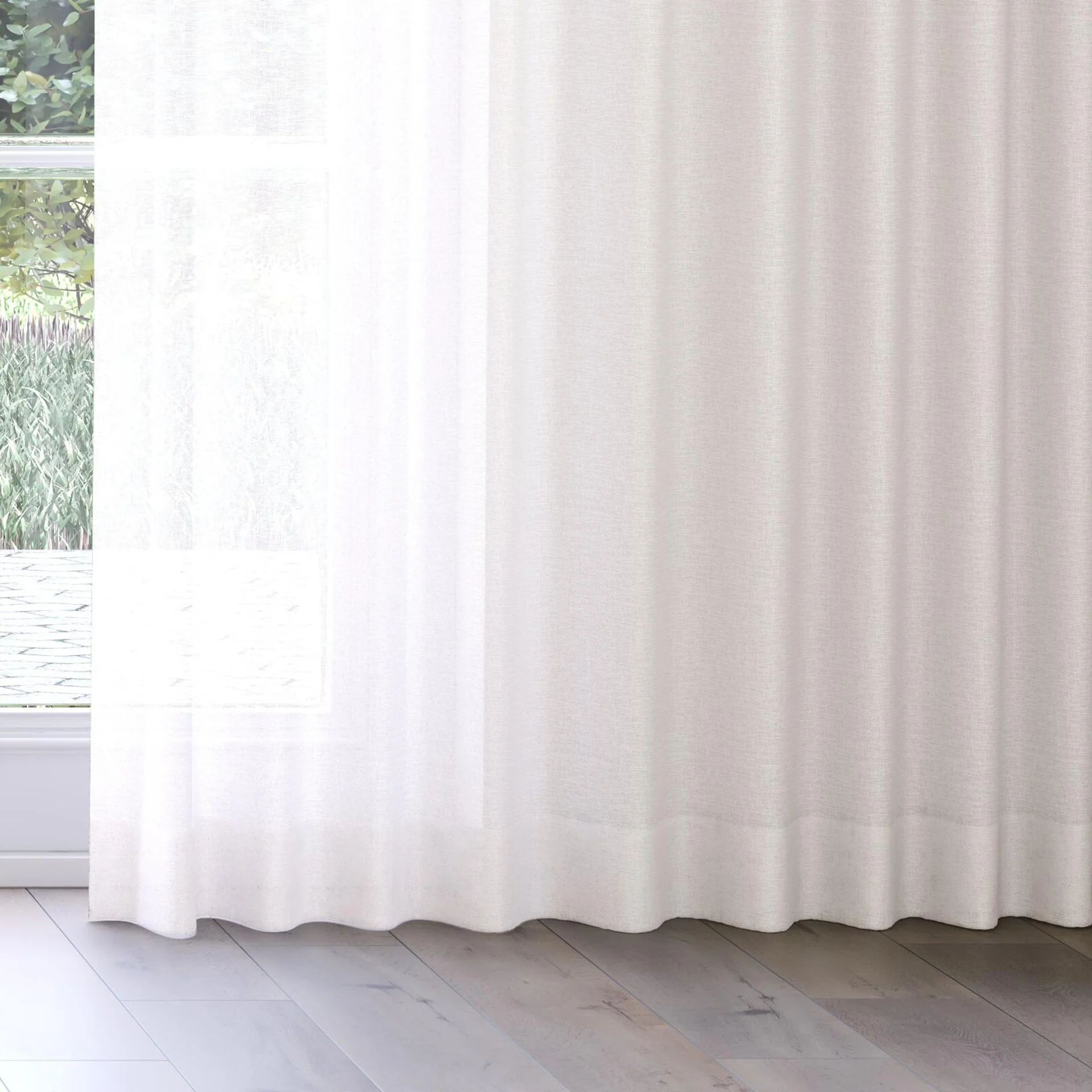 Bottom view of Focus Blush, on curtain rail