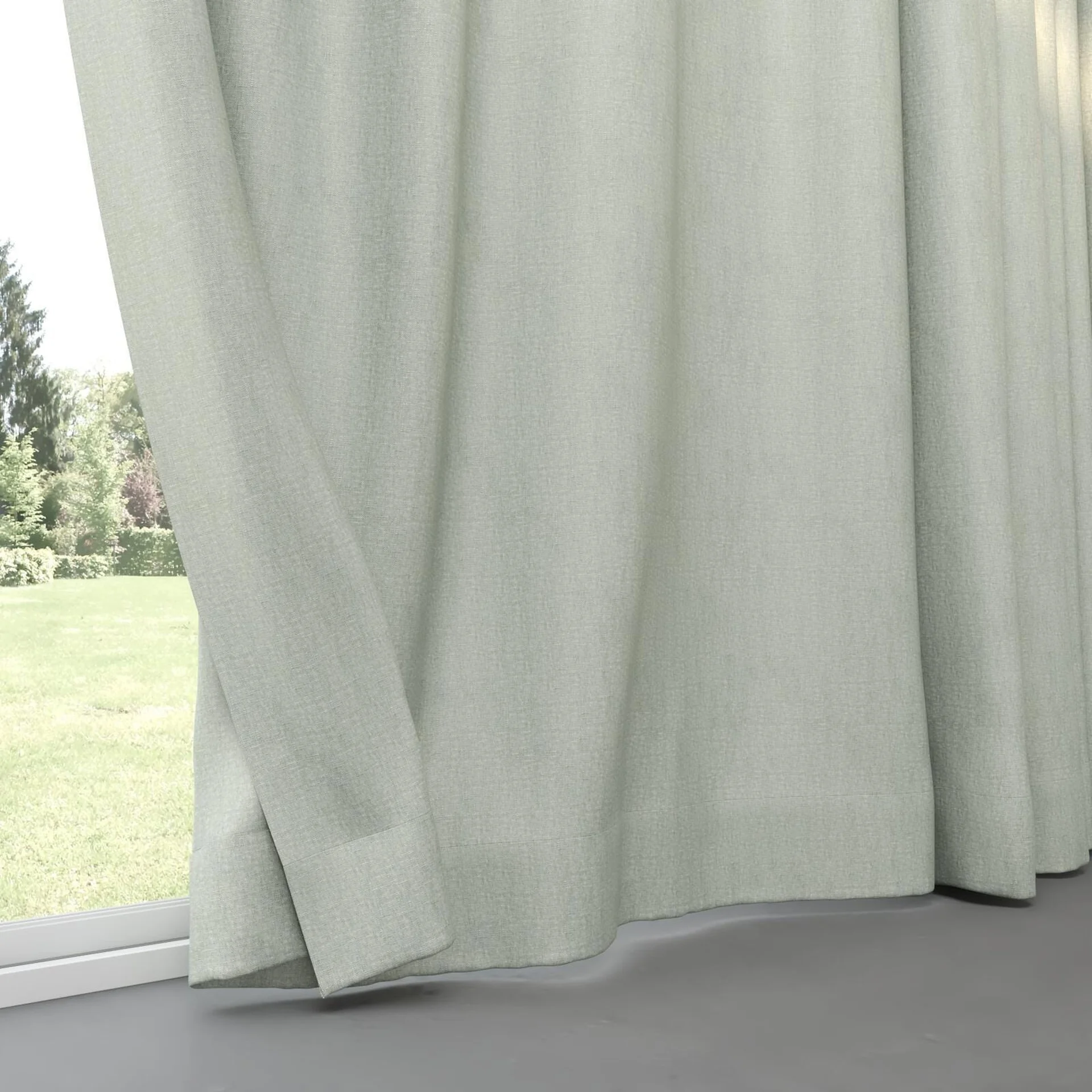 Bottom view of Retreat Blackout Palm, pinch pleat
