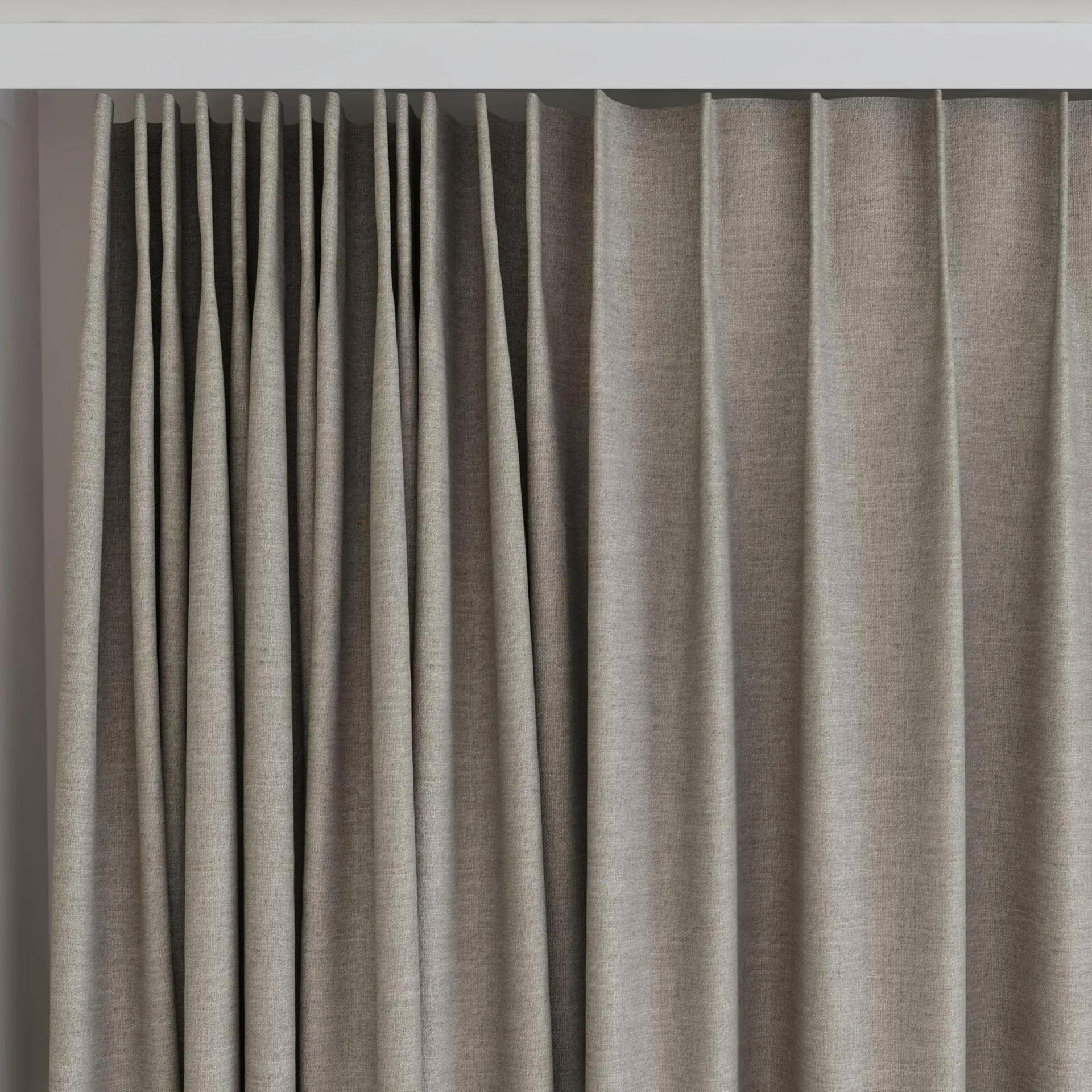 Top view of Casual Truffle, on curtain rail