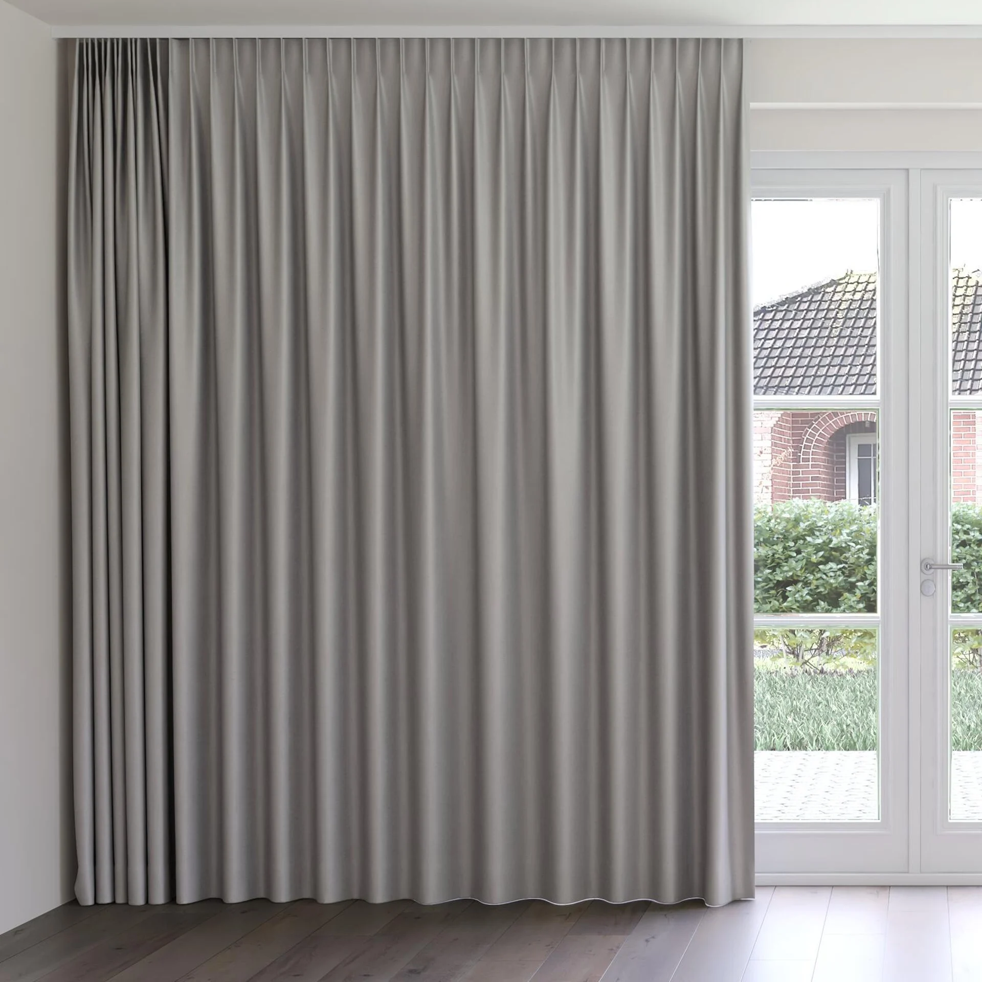 Front view of Stellar Blackout Nut, on curtain rail