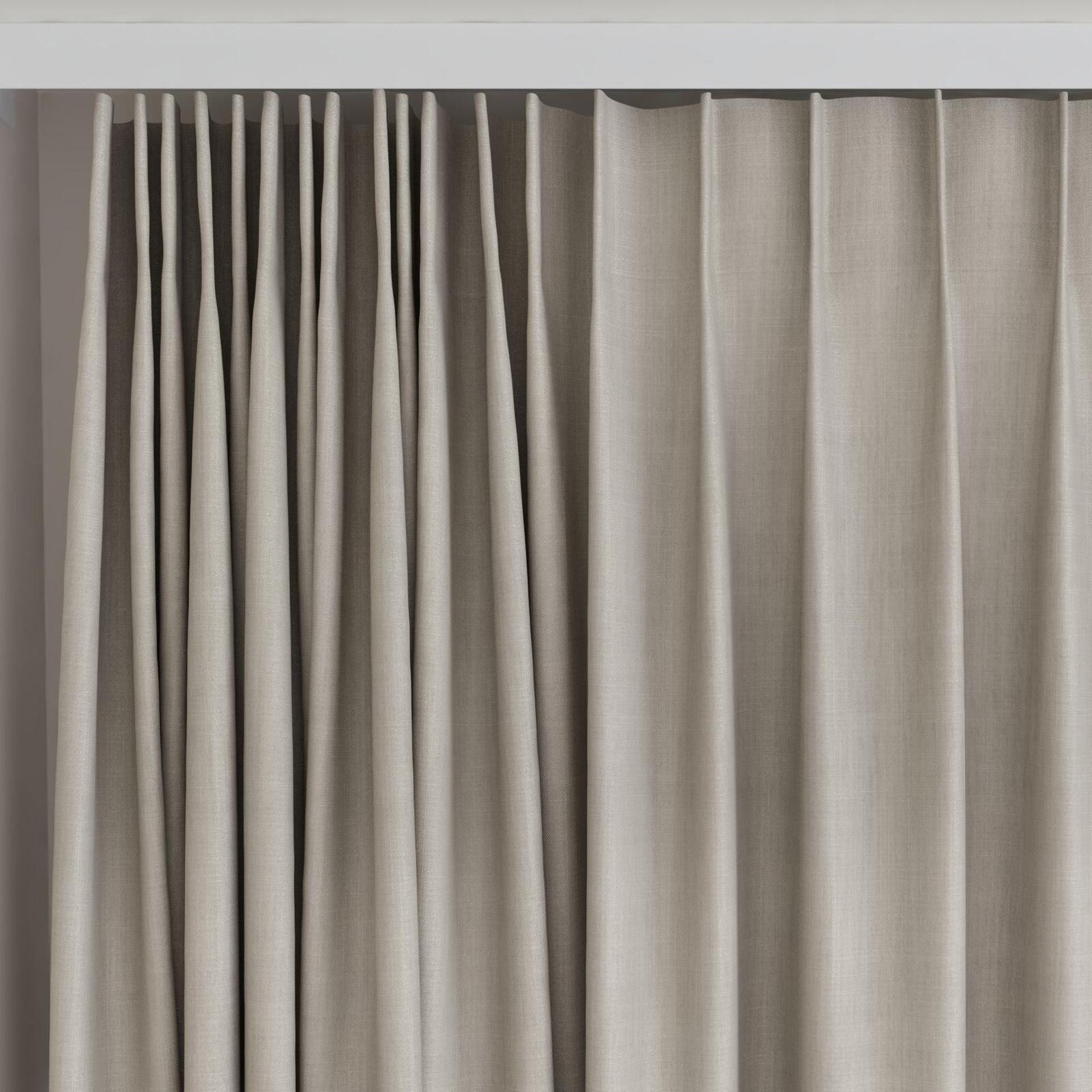 Top view of Lexicon Linen, on curtain rail