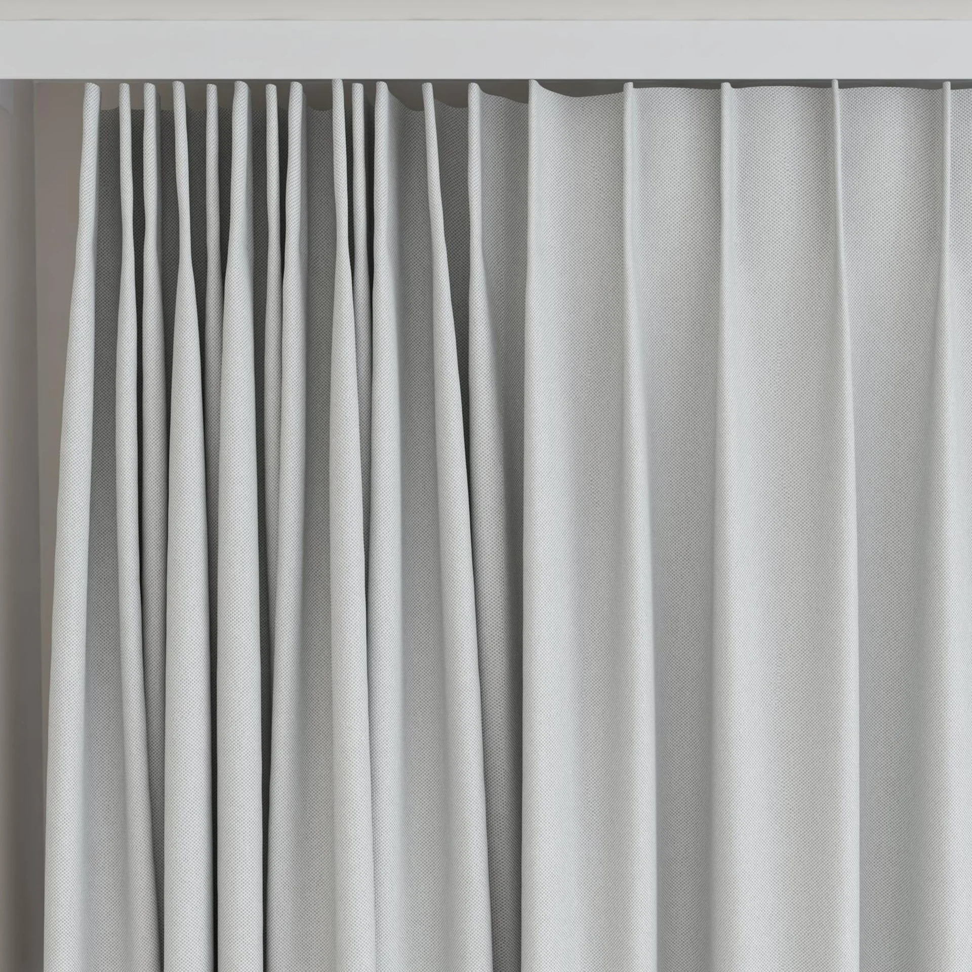 Top view of Oakley FR Dove Grey, on curtain rail