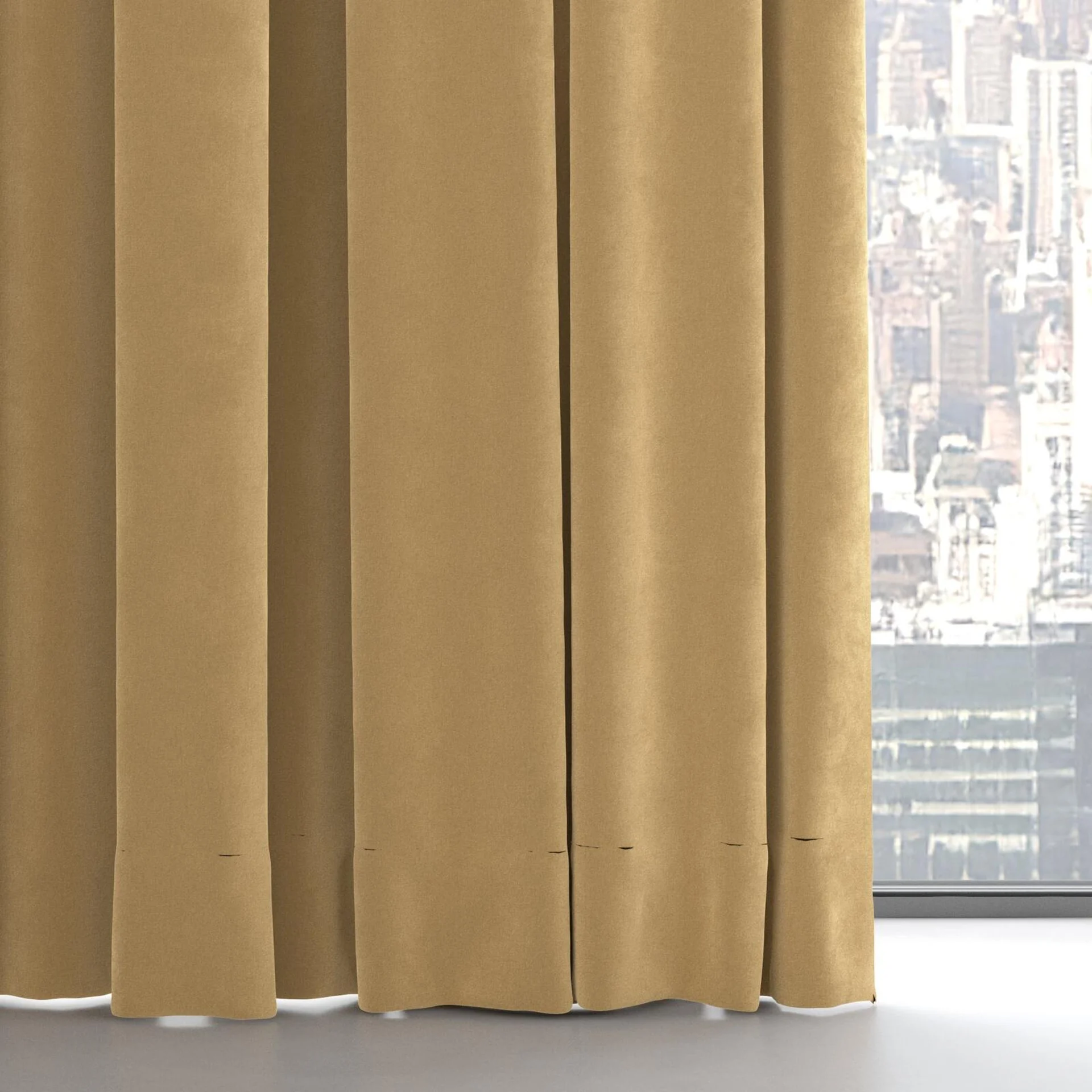 Bottom view of Lux Velvet Caramel 8309, on hidden rail