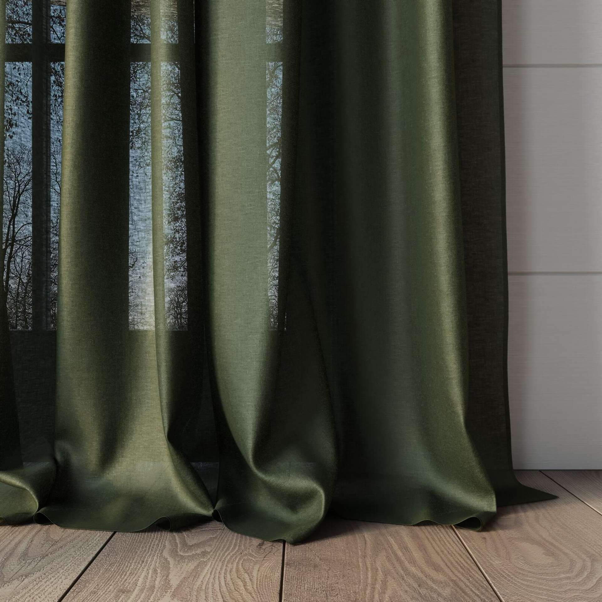 Bottom view of Wategos Rainforest, puddled, on curtain rod
