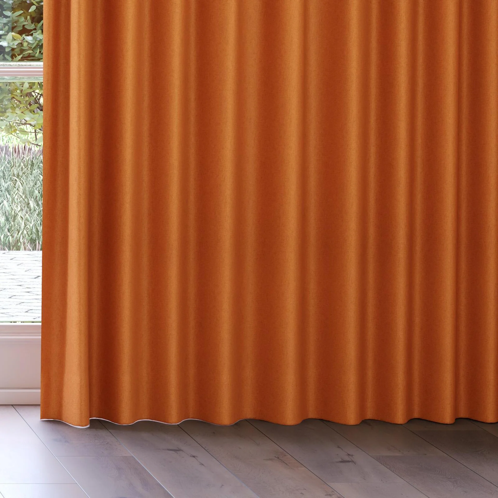 Bottom view of Liberate Mandarin, on curtain rail
