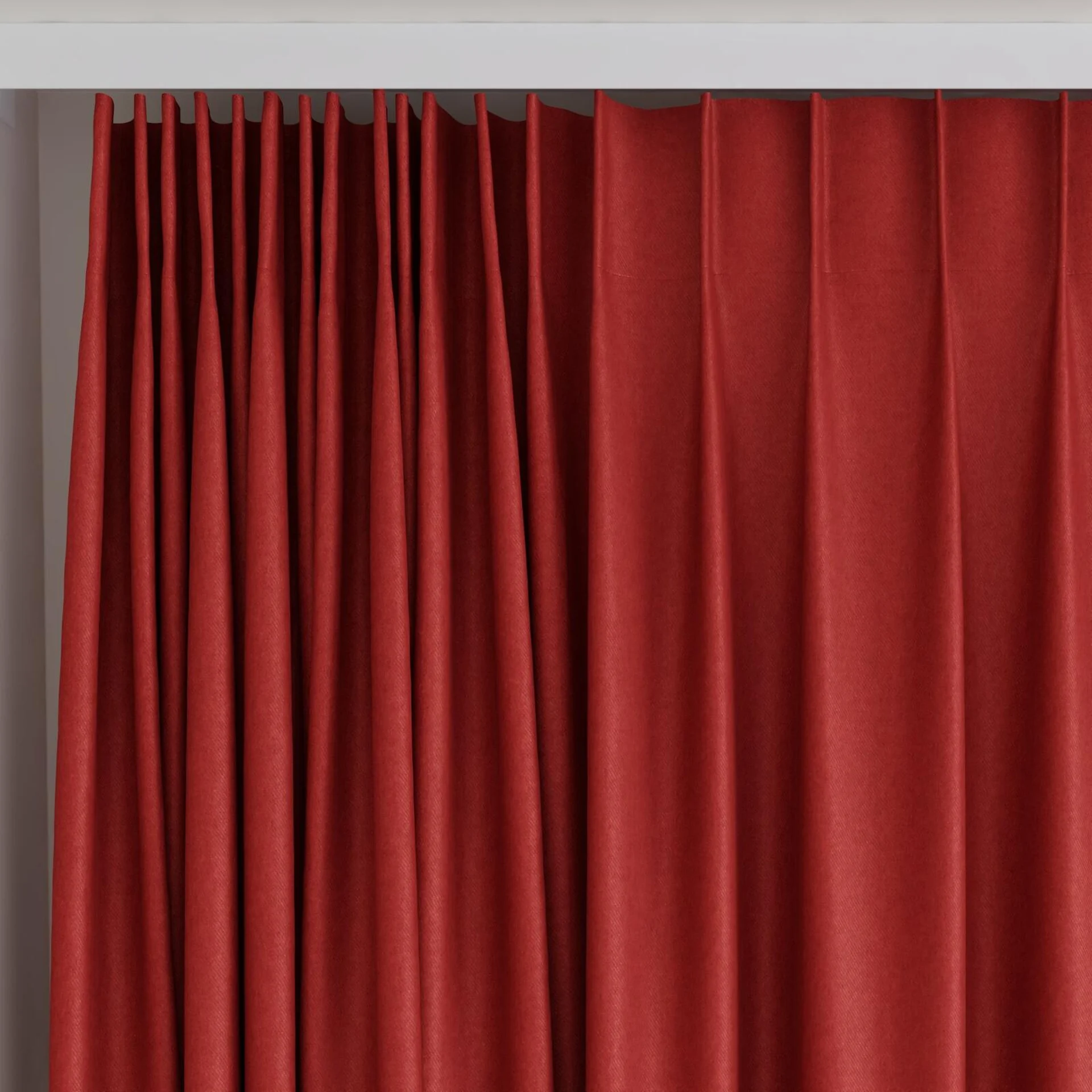 Top view of Woolly/Woolen Sunset, on curtain rail
