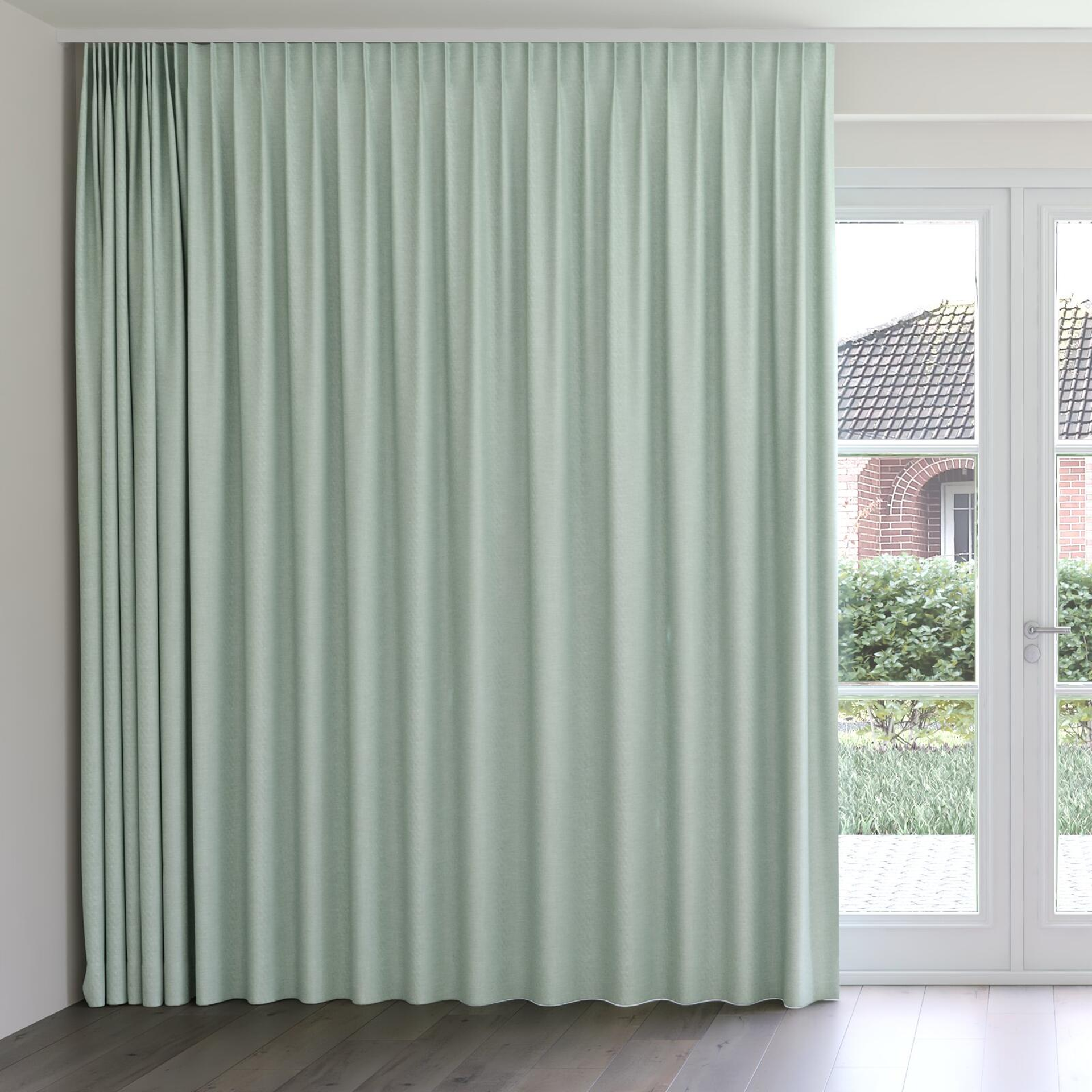 Front view of Casual Oasis, on curtain rail