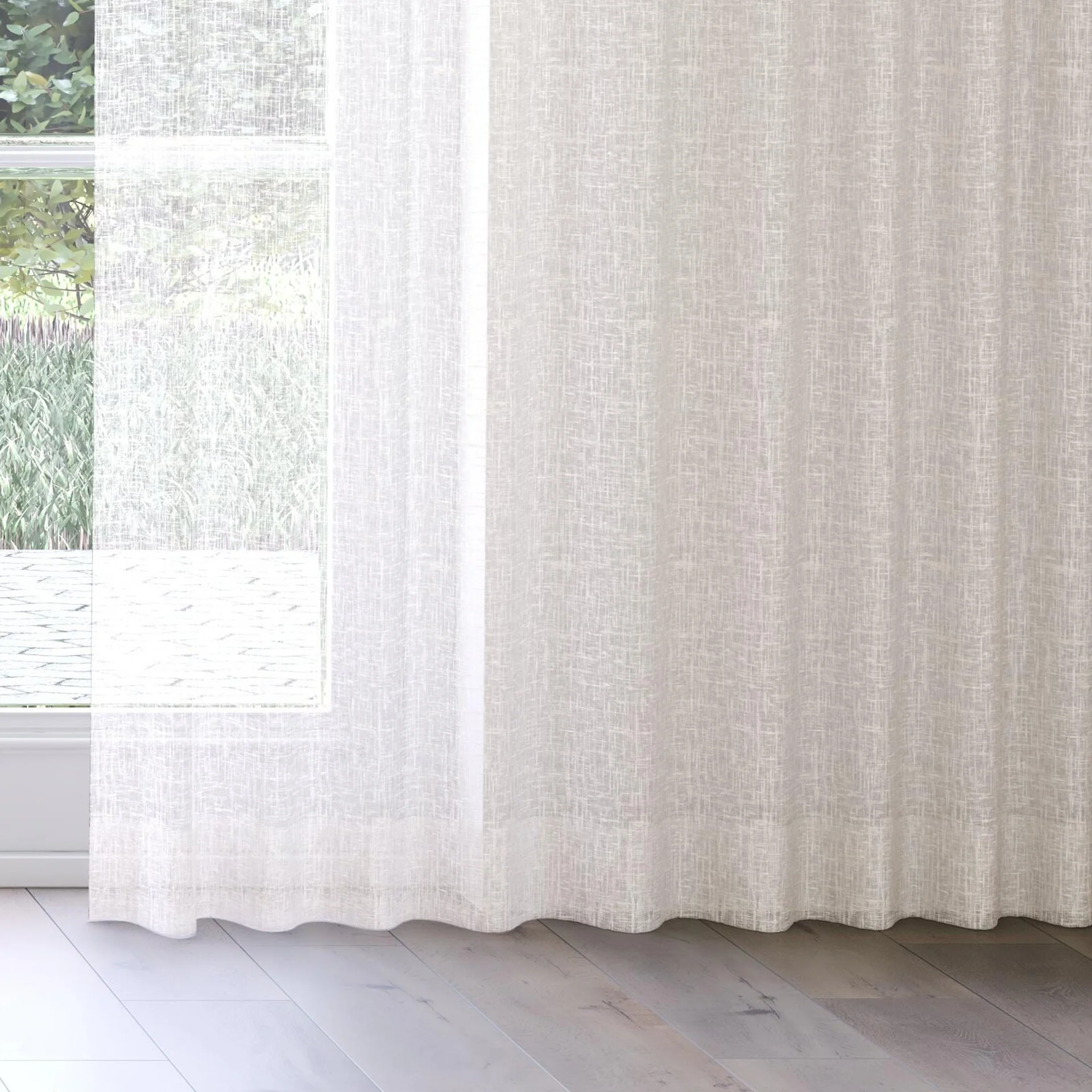 Bottom view of Beech Sand, on curtain rail