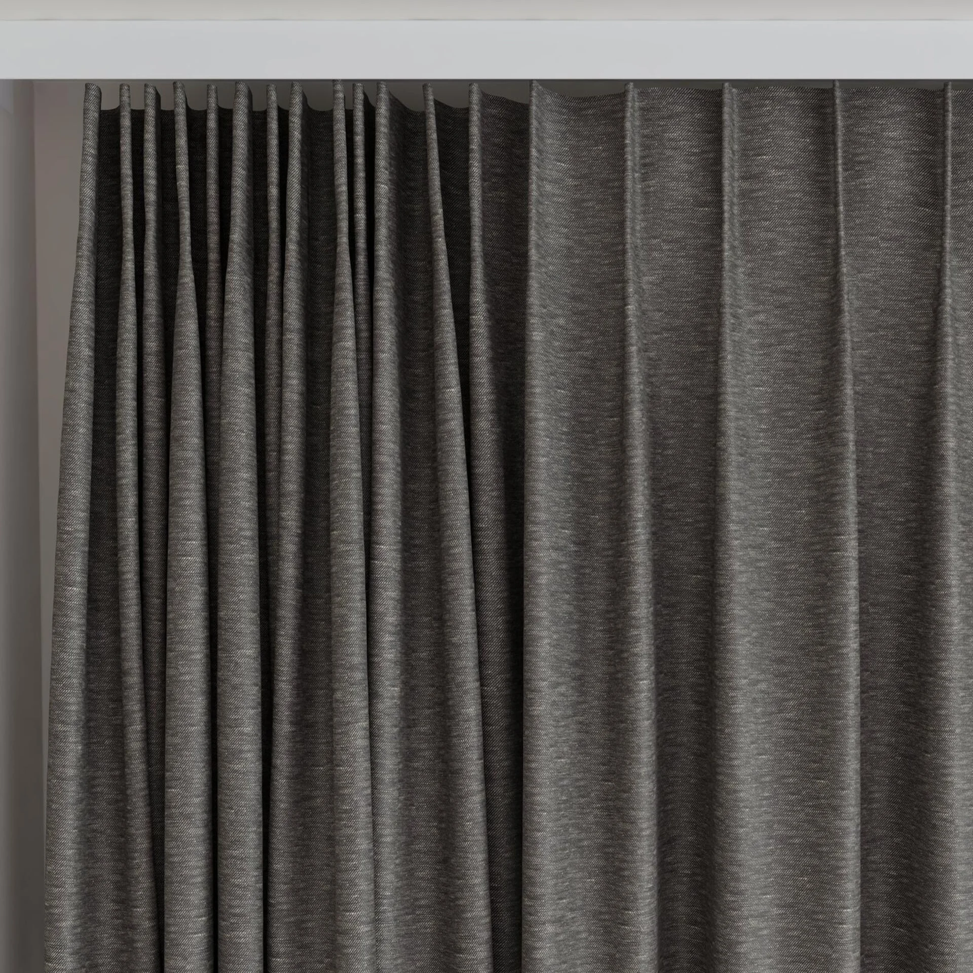 Top view of Glamour Raven, on curtain rail