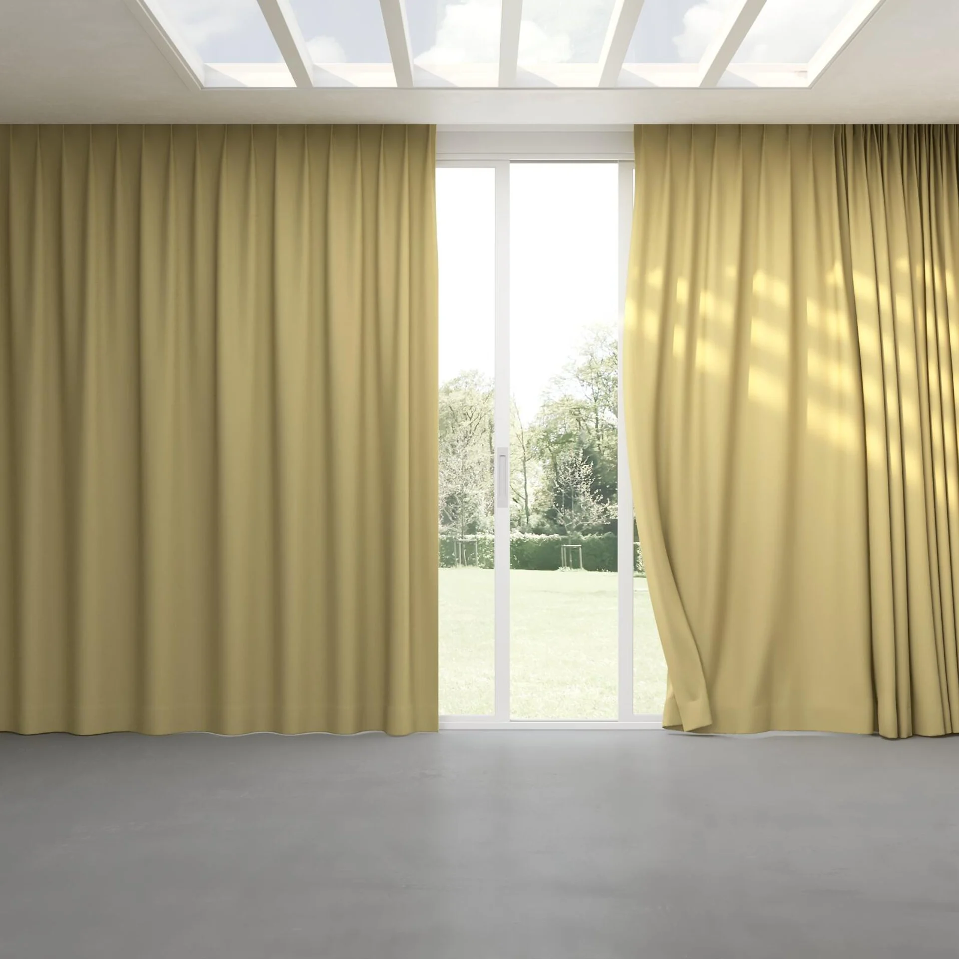 Full view of Darkness Mimosa, pinch pleat