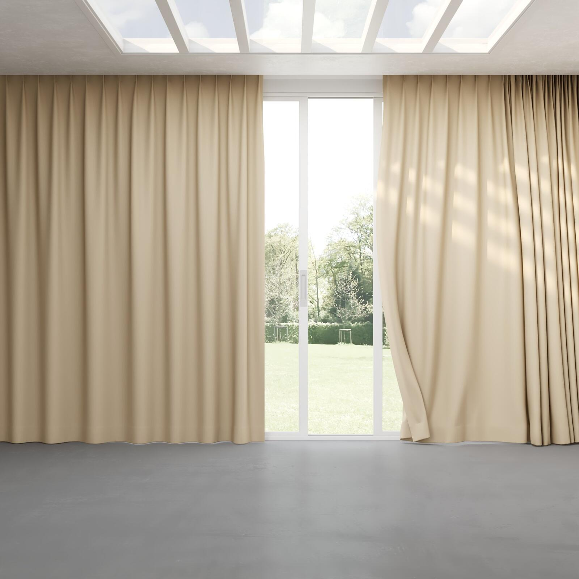 Full view of Ultra Dim Sesame, pinch pleat