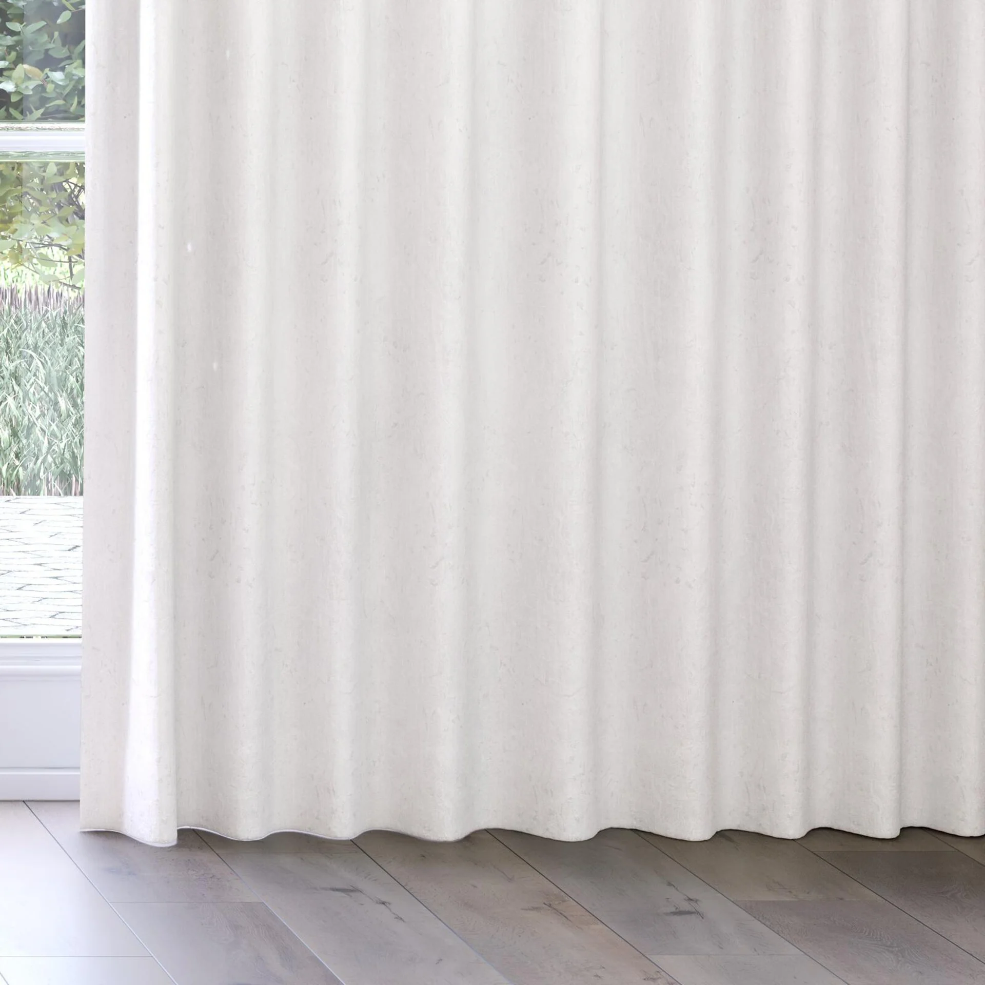 Bottom view of Azulejo Oyster, on curtain rail